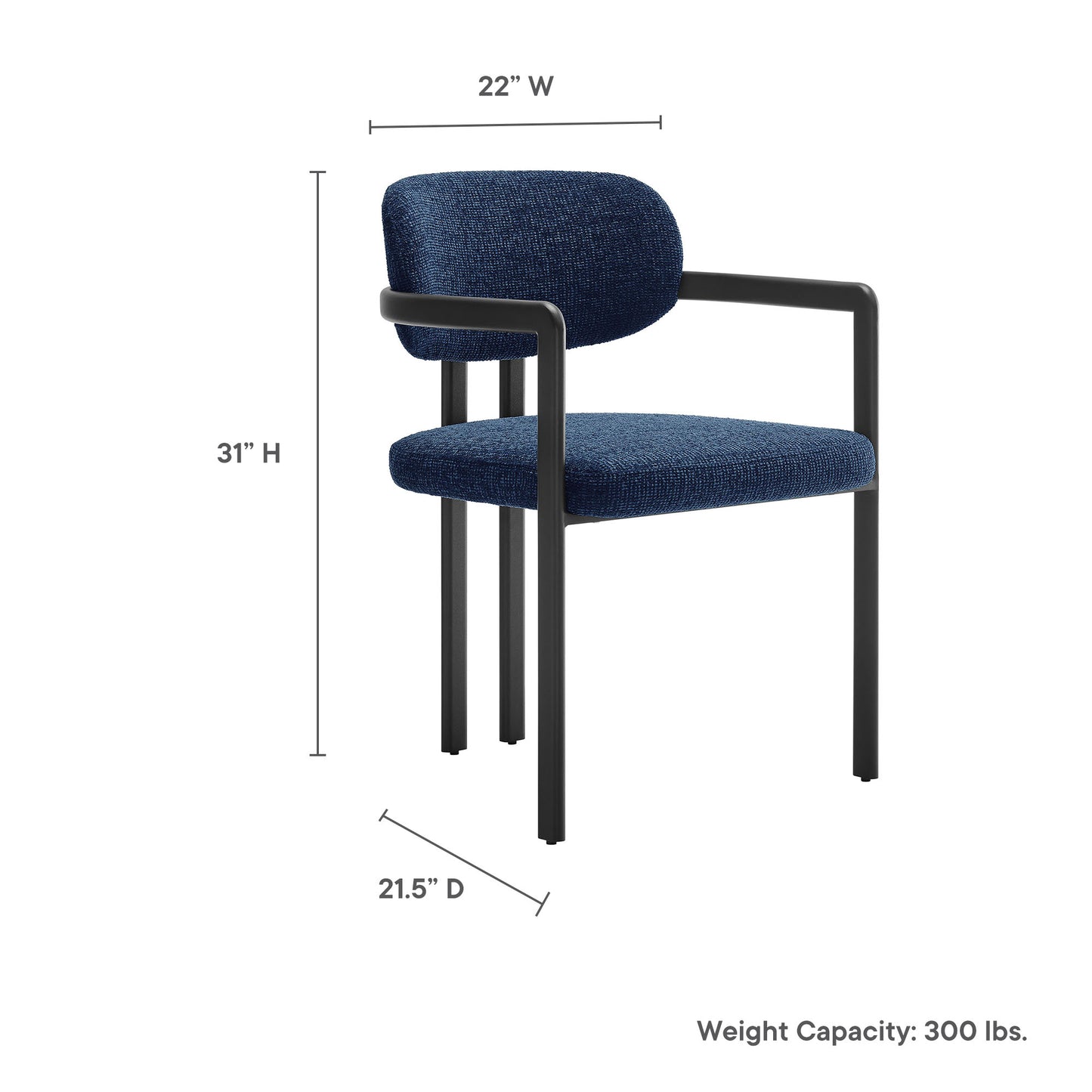 Elio Barrel Fabric and Metal Dining Chair by Modway EEI-7229-BLK-NAV