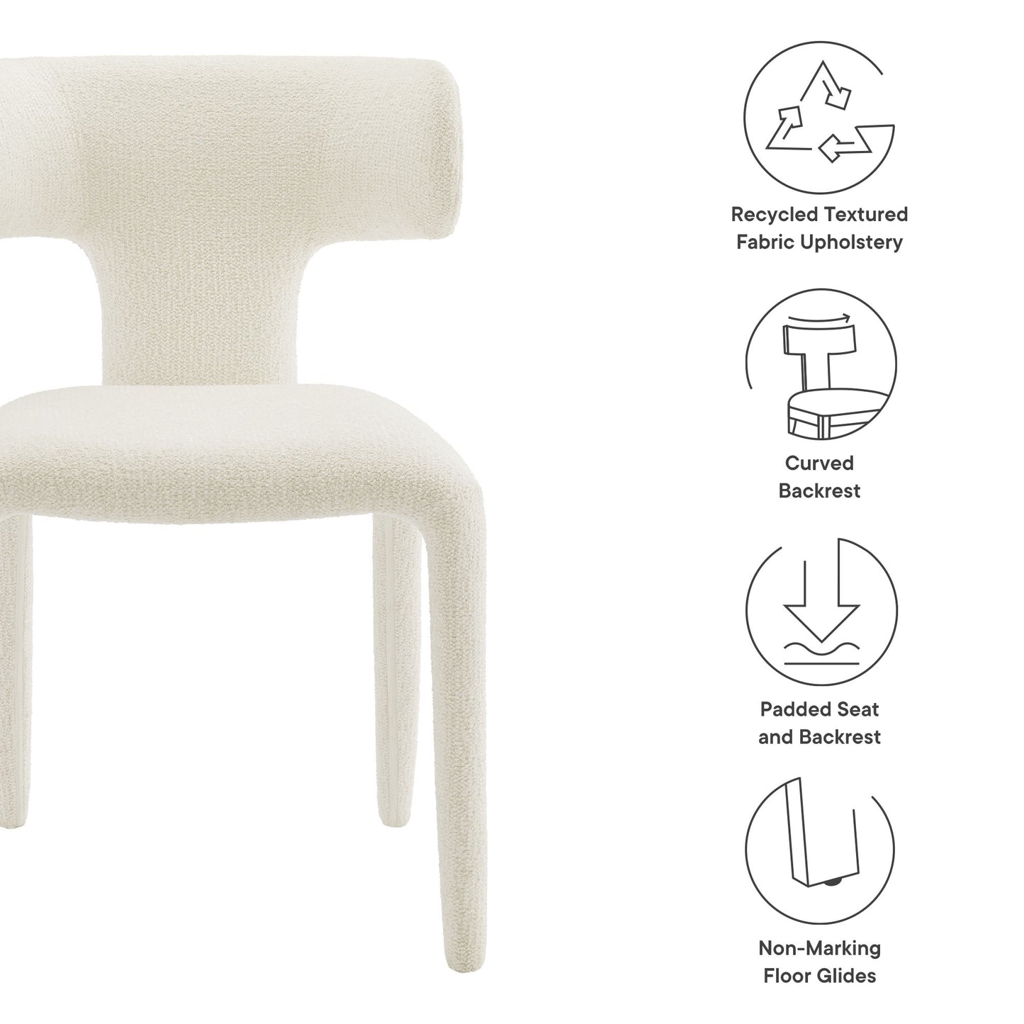 Stellan Curved Back Boucle Upholstered Dining Chair Set of 2 by Modway EEI-7230-CRE