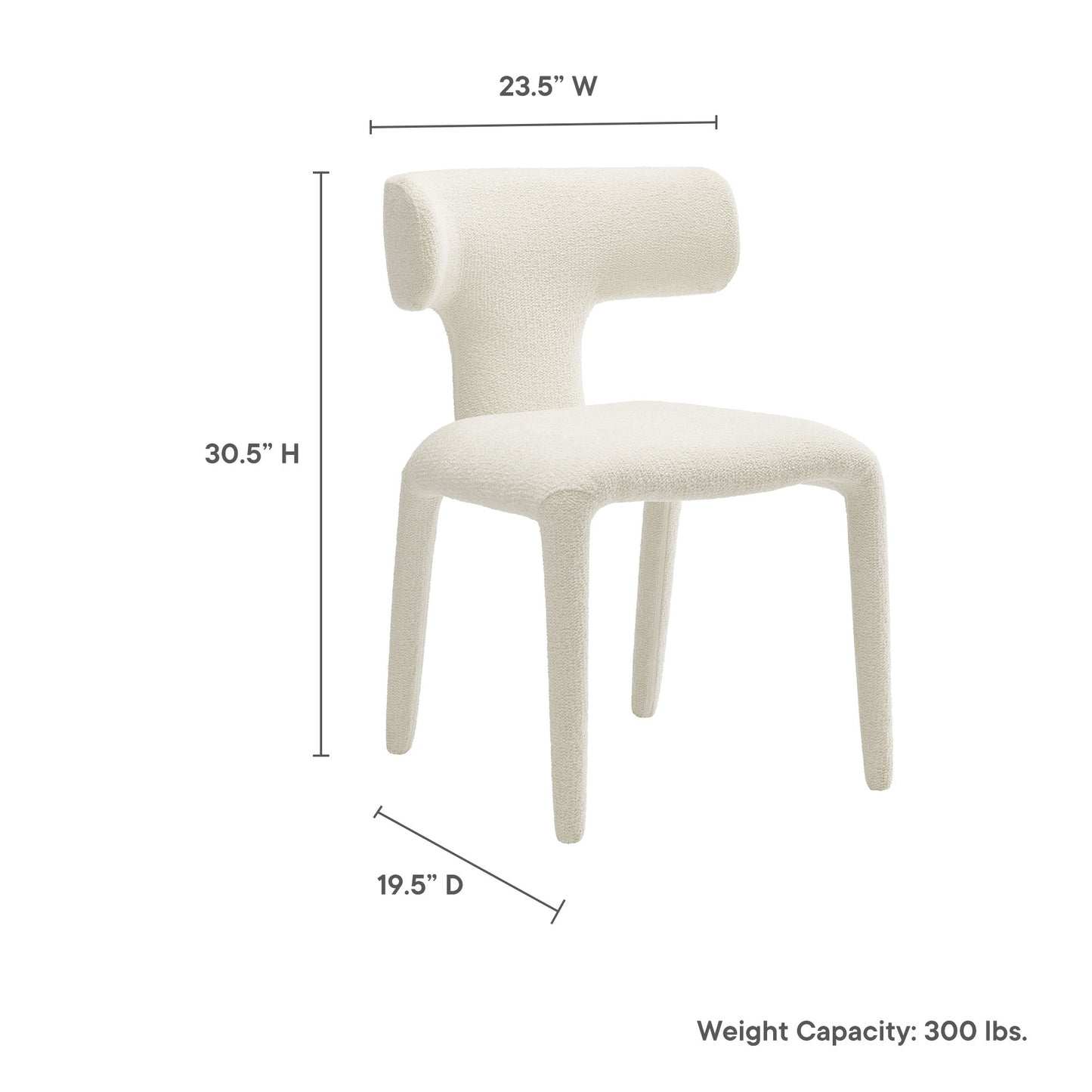 Stellan Curved Back Boucle Upholstered Dining Chair Set of 2 by Modway EEI-7230-CRE