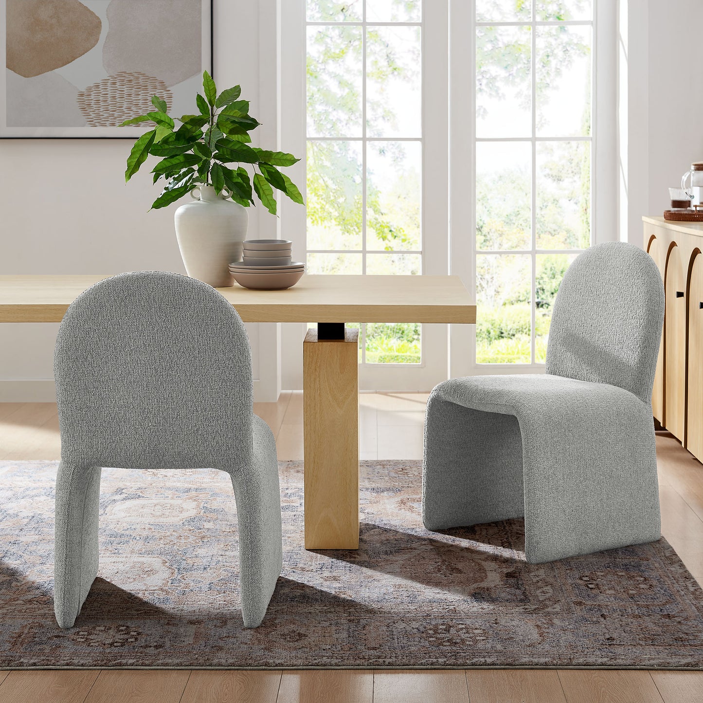 Junia Boucle Upholstered Arch Armless Dining Chair by Modway EEI-7231-DOV