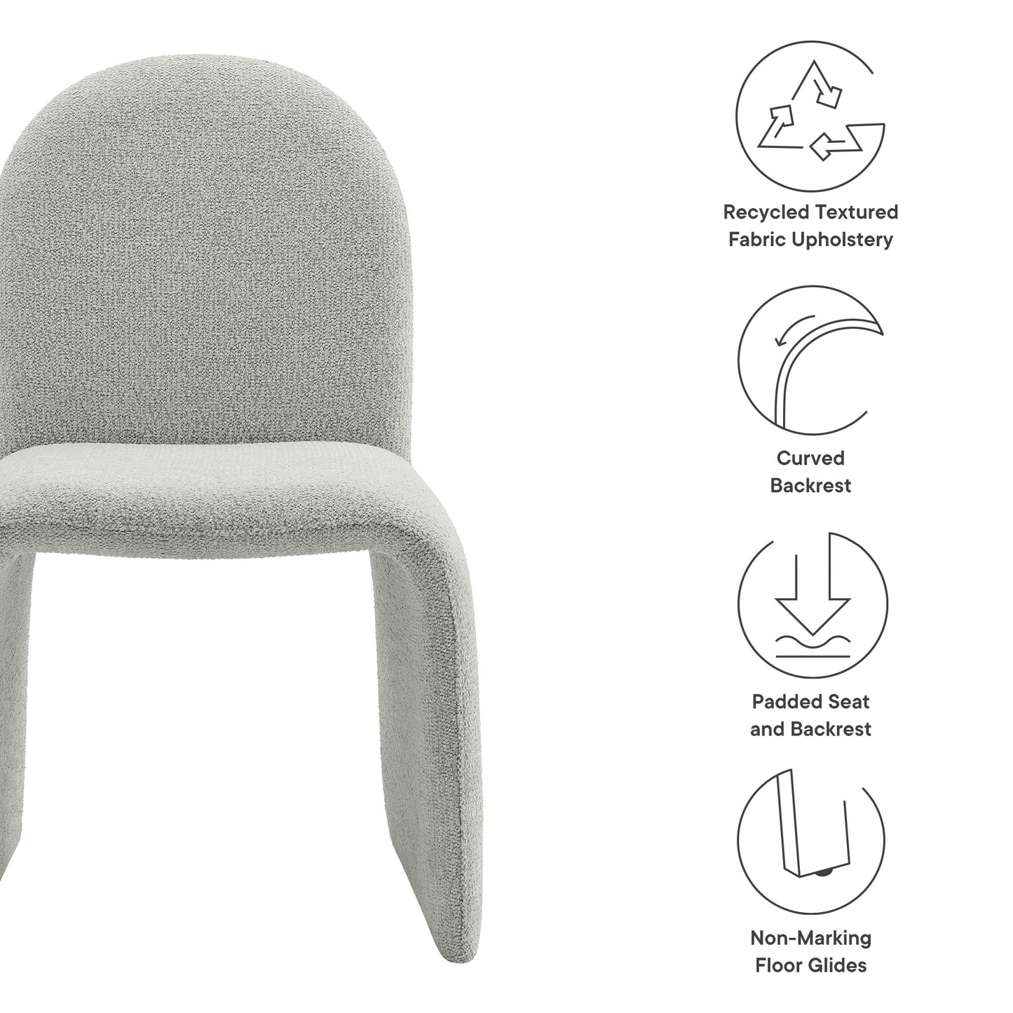 Junia Boucle Upholstered Arch Armless Dining Chair by Modway EEI-7231-DOV