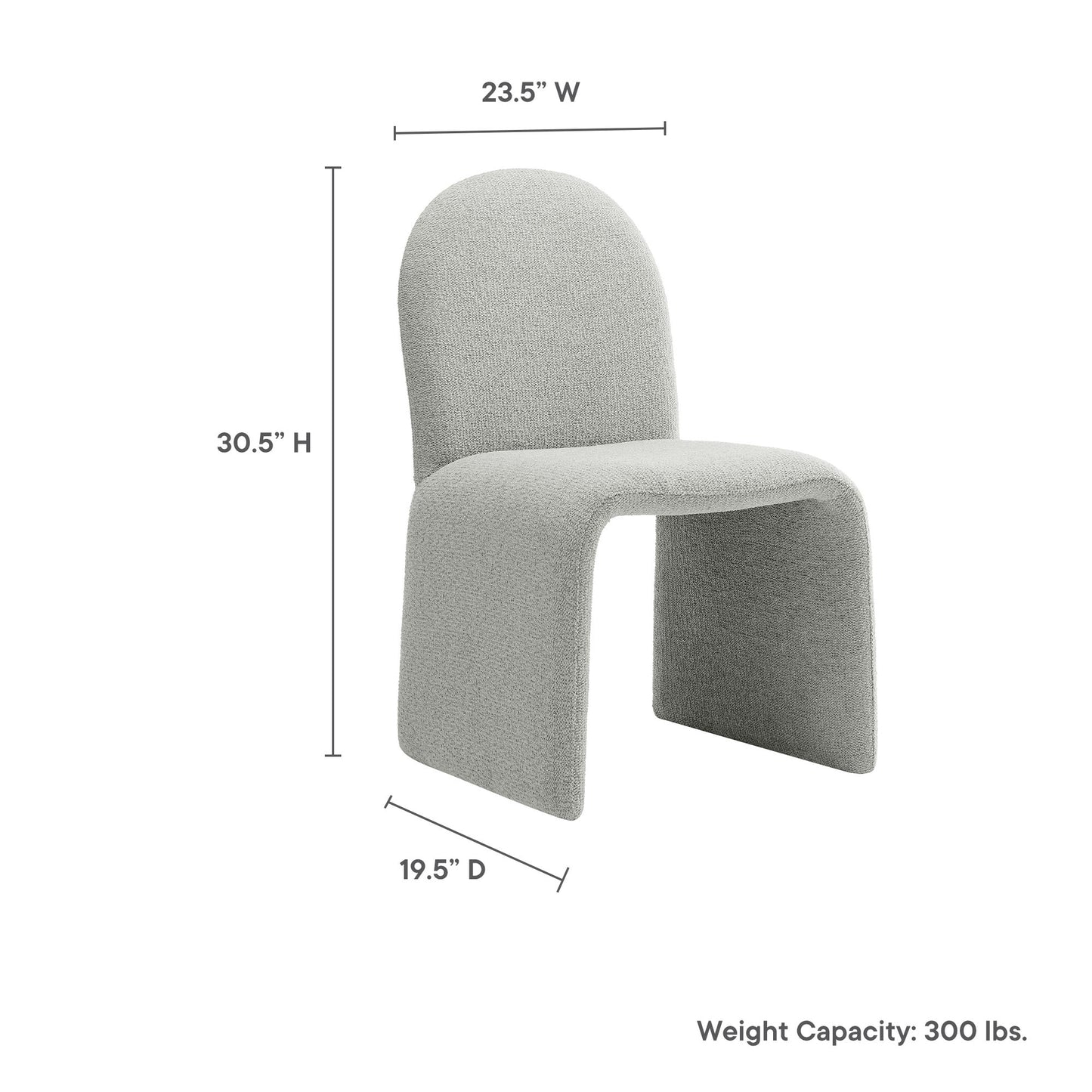 Junia Boucle Upholstered Arch Armless Dining Chair by Modway EEI-7231-DOV