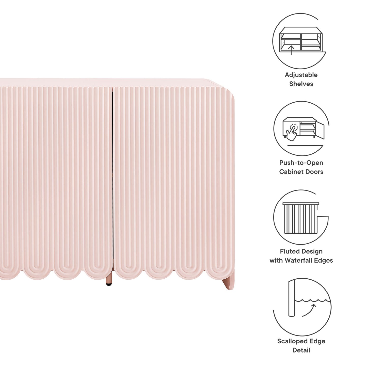 Dahlia Fluted and Scalloped Sideboard Storage Cabinet by Modway