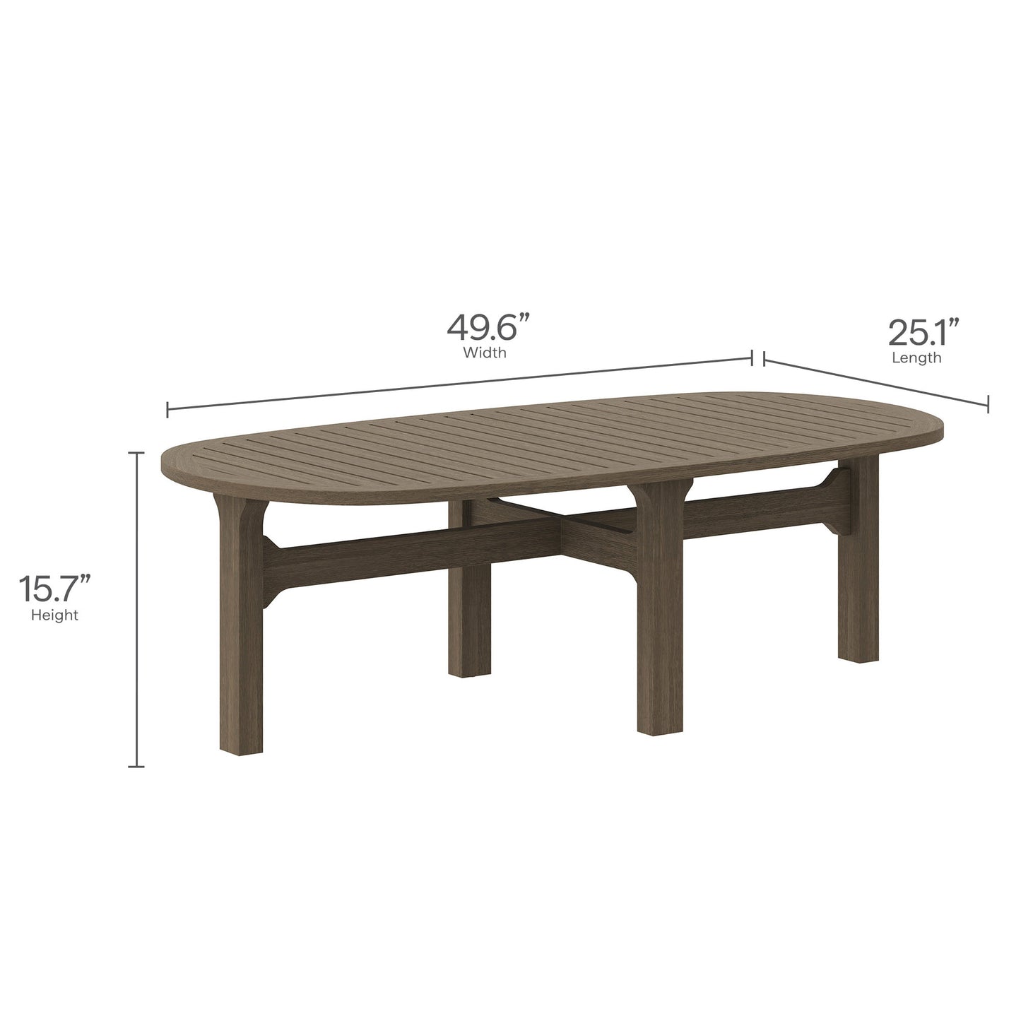 Saratoga Oval Outdoor Patio Teak Wood Coffee Table by Modway EEI-7246-WGR