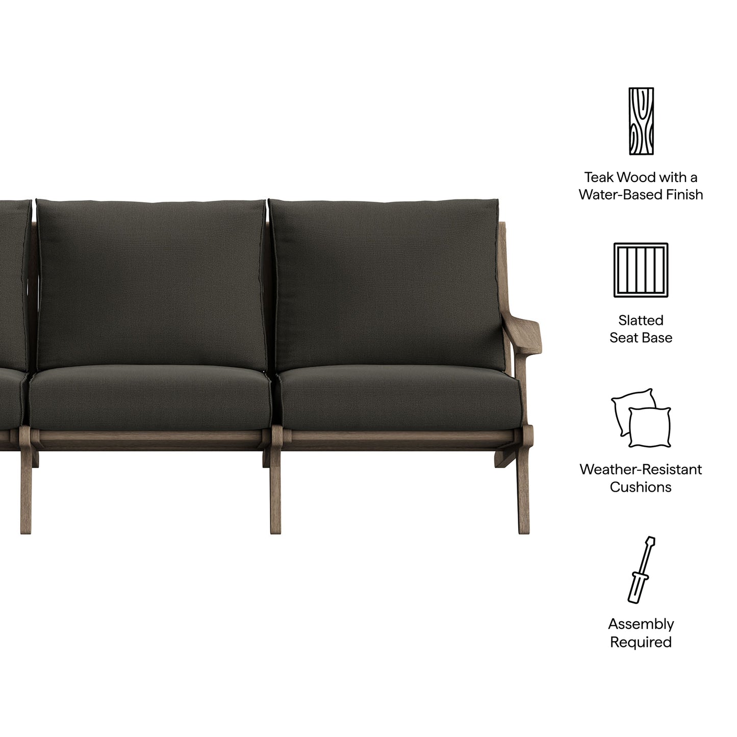 Saratoga Outdoor Patio Teak Sofa by Modway