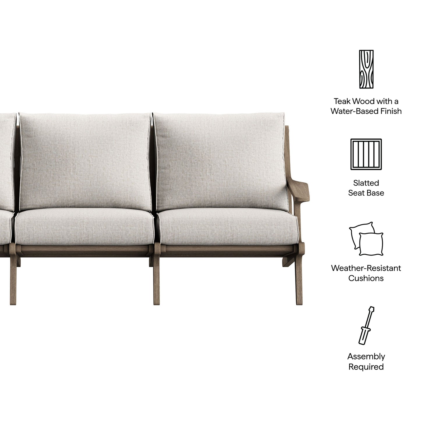 Saratoga Outdoor Patio Teak Sofa by Modway