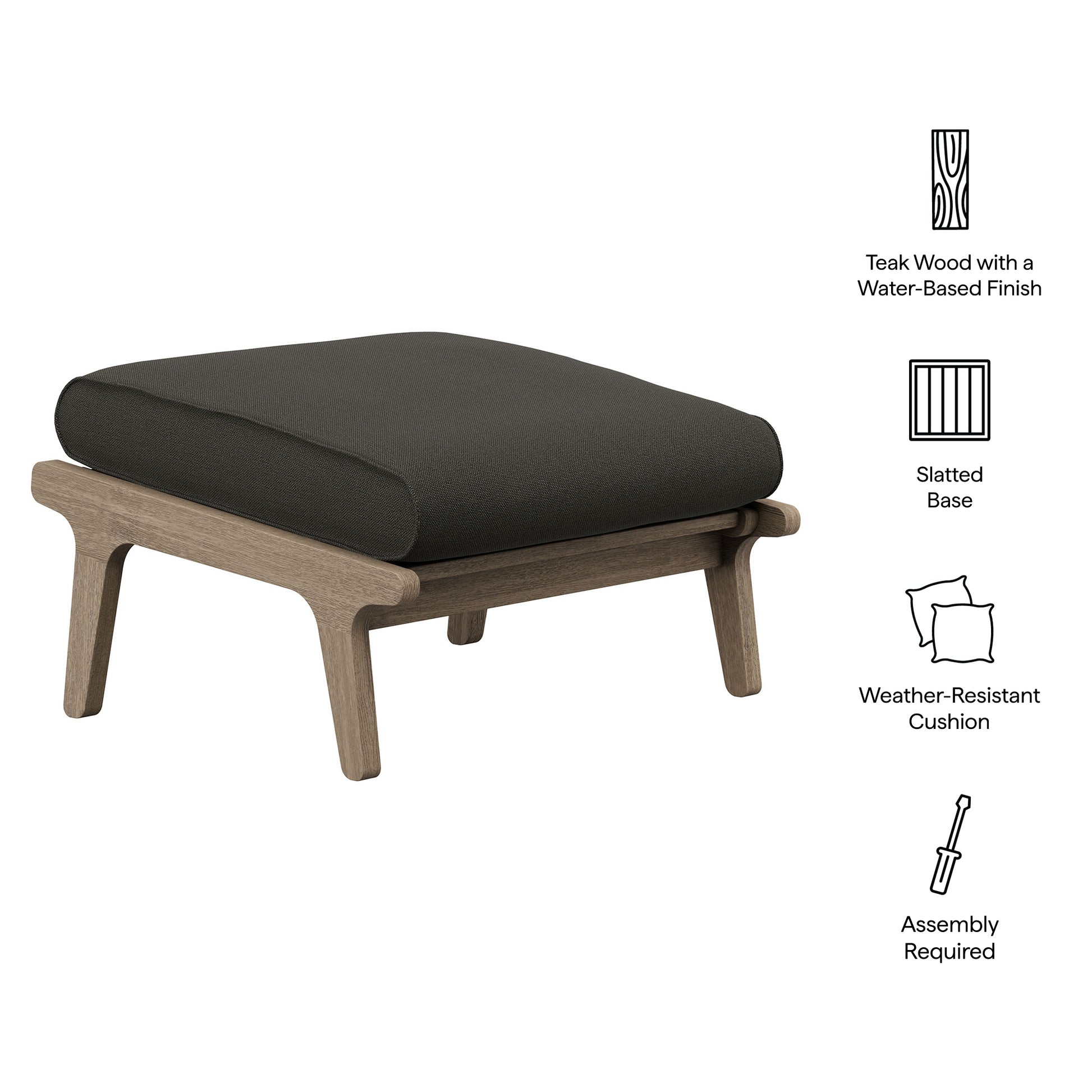 Saratoga Outdoor Patio Teak Ottoman by Modway
