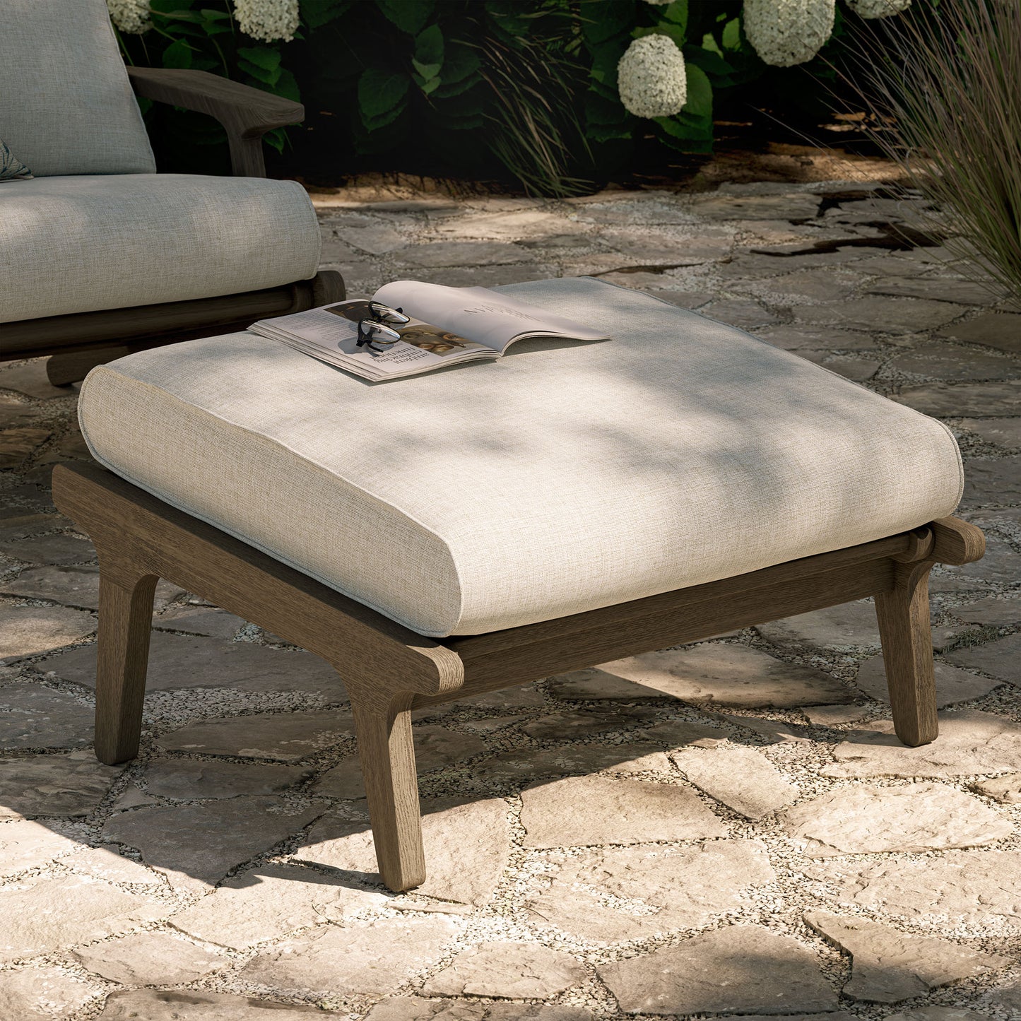 Saratoga Outdoor Patio Teak Ottoman by Modway