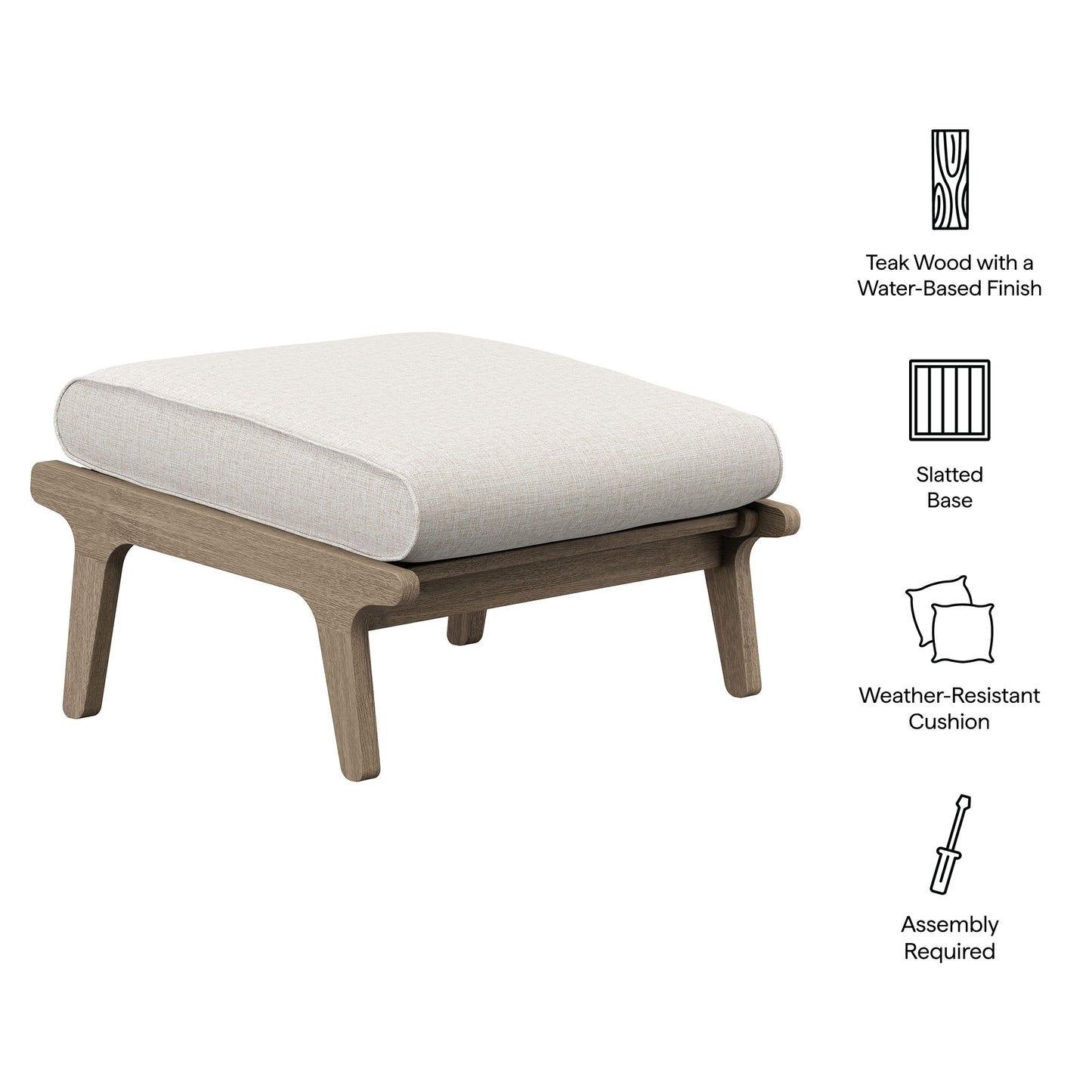 Saratoga Outdoor Patio Teak Ottoman by Modway