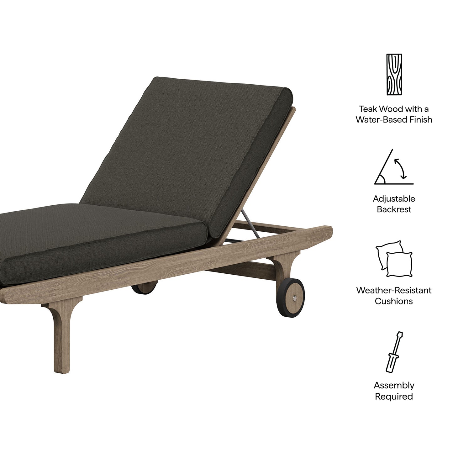 Saratoga Outdoor Patio Teak Chaise Lounge Chair by Modway