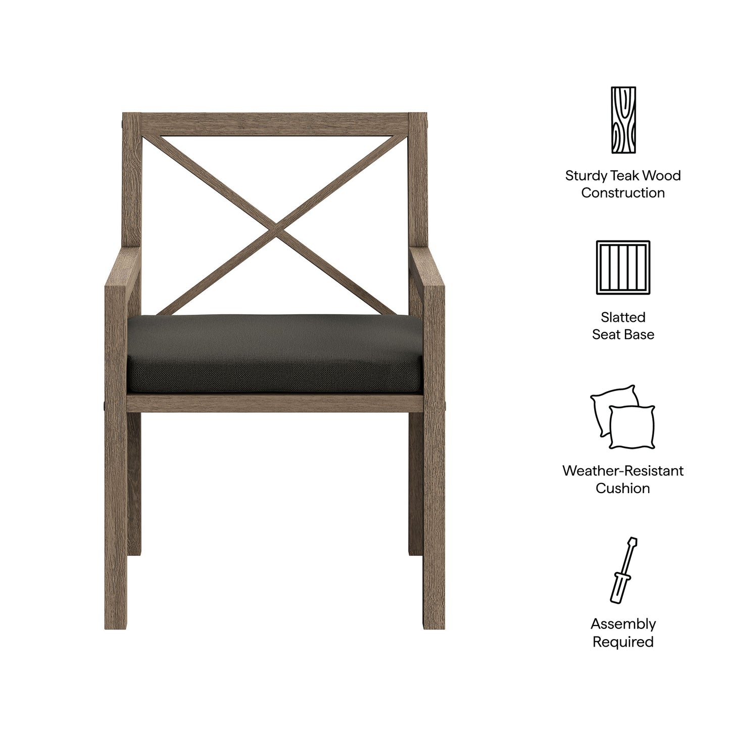 Northlake Outdoor Patio Teak Dining Armchair by Modway