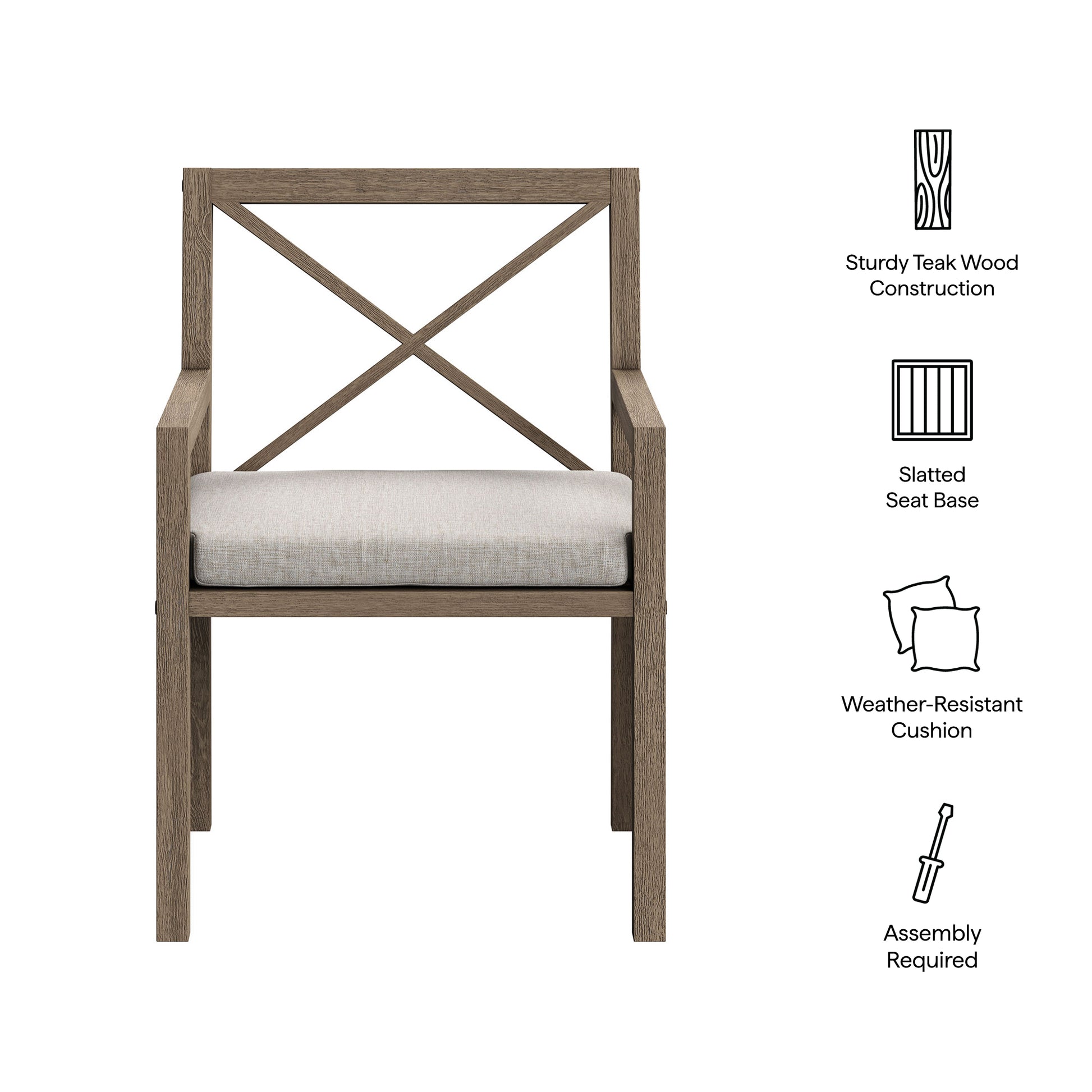 Northlake Outdoor Patio Teak Dining Armchair by Modway