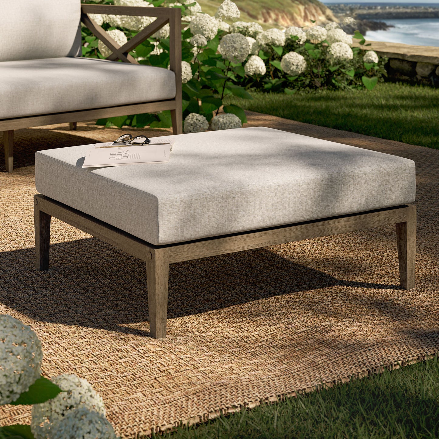 Northlake Outdoor Patio Teak Ottoman by Modway