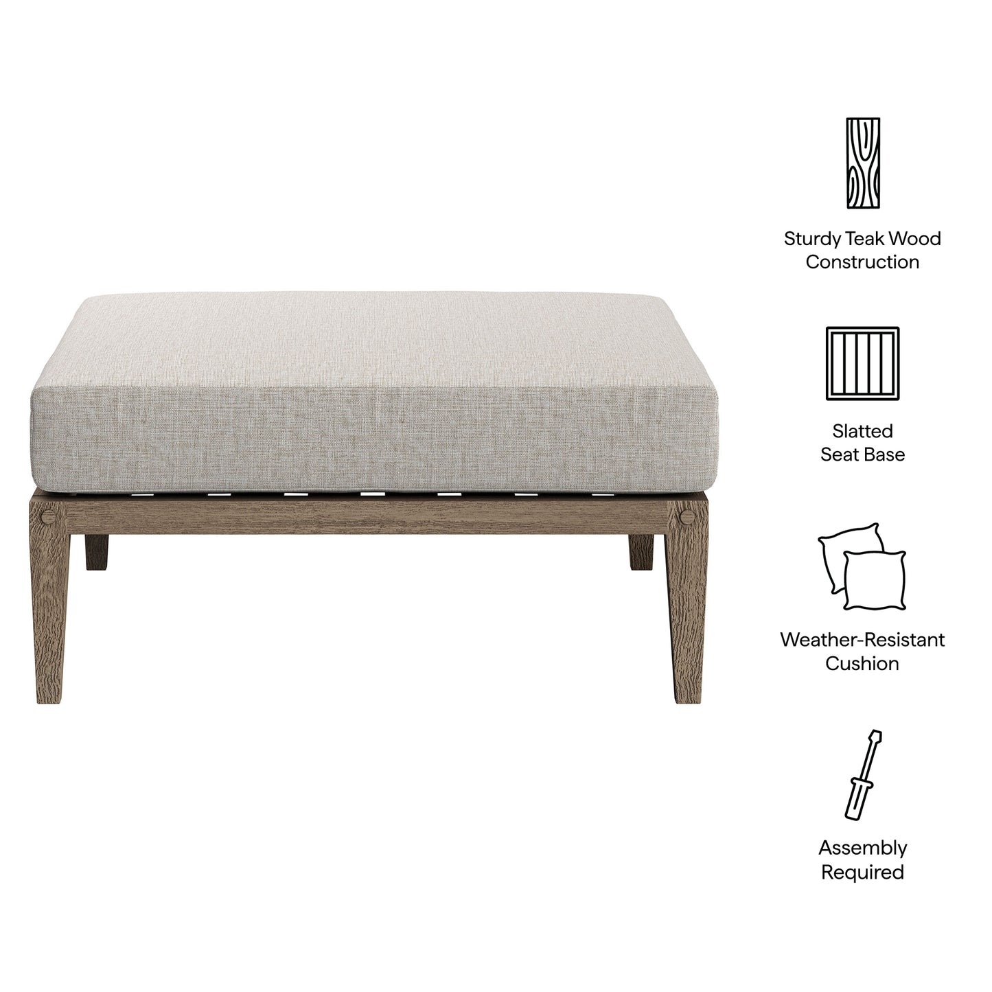 Northlake Outdoor Patio Teak Ottoman by Modway