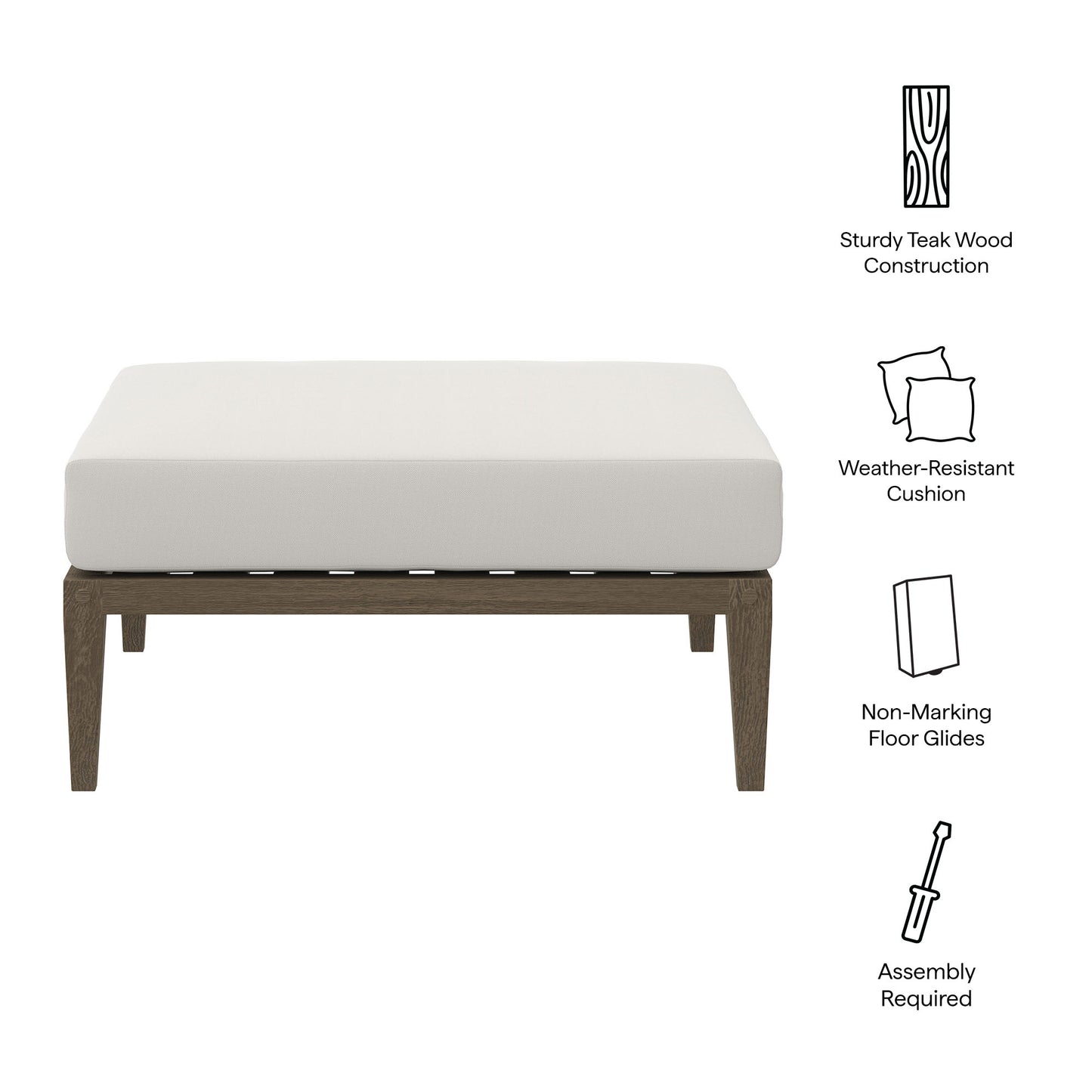 Northlake Outdoor Patio Teak Ottoman by Modway
