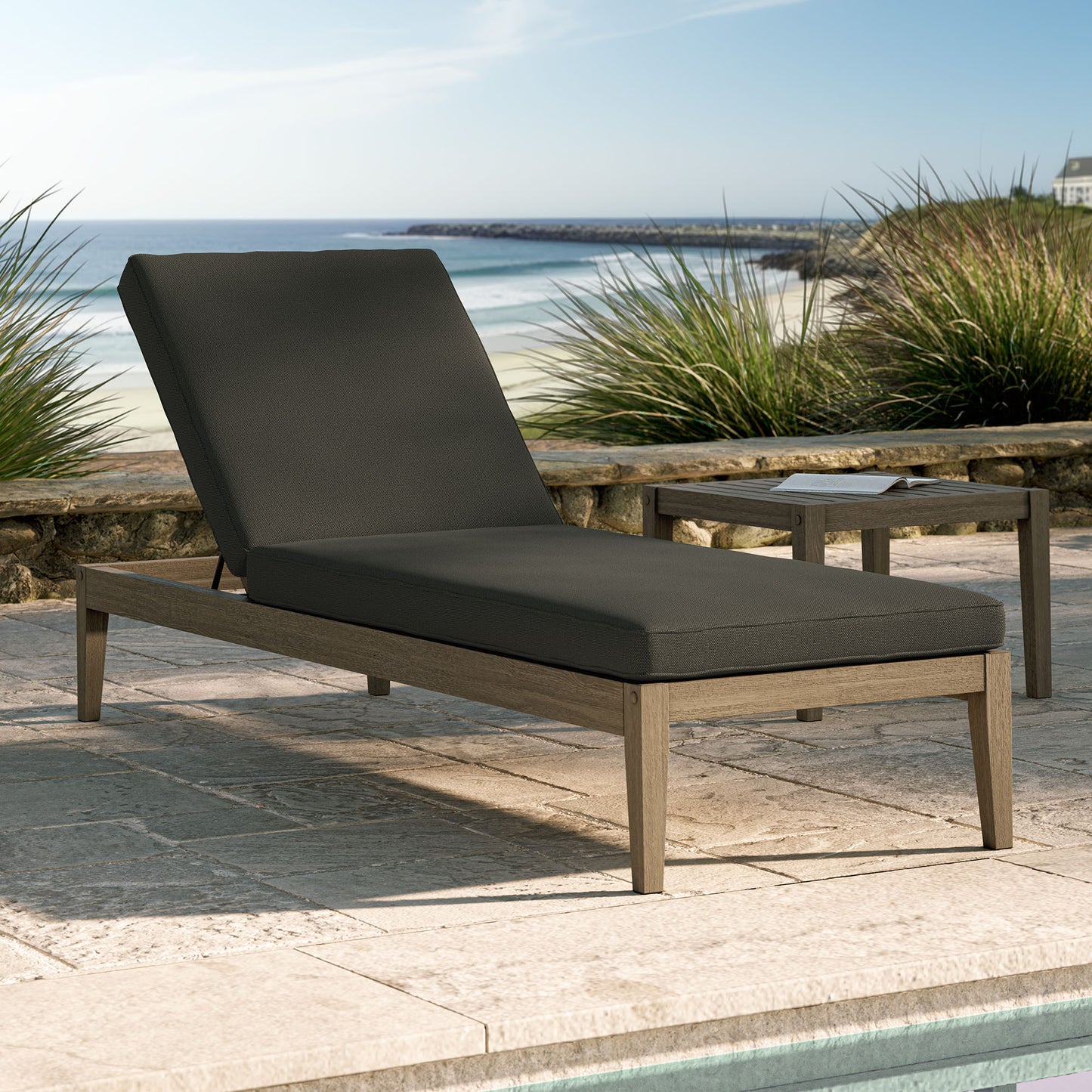Northlake Outdoor Patio Teak Chaise Lounge by Modway