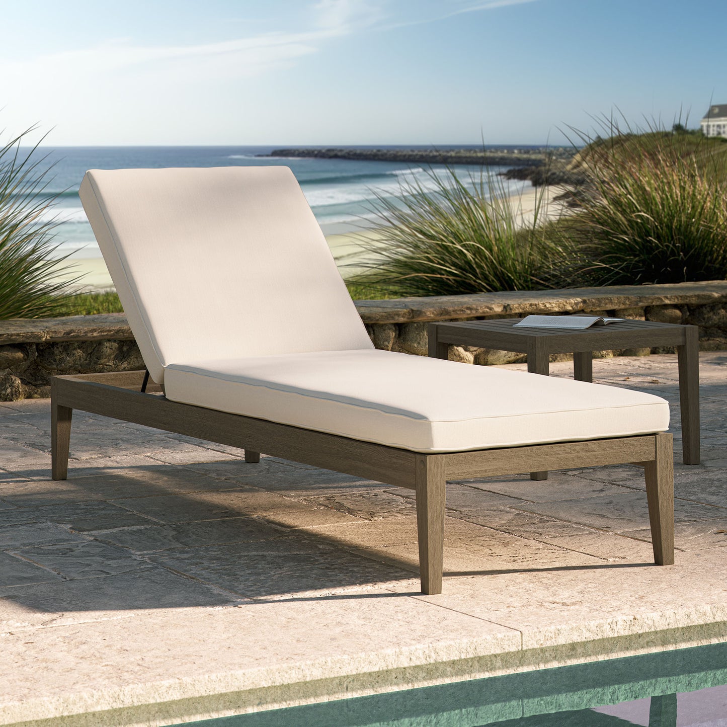 Northlake Outdoor Patio Teak Chaise Lounge by Modway