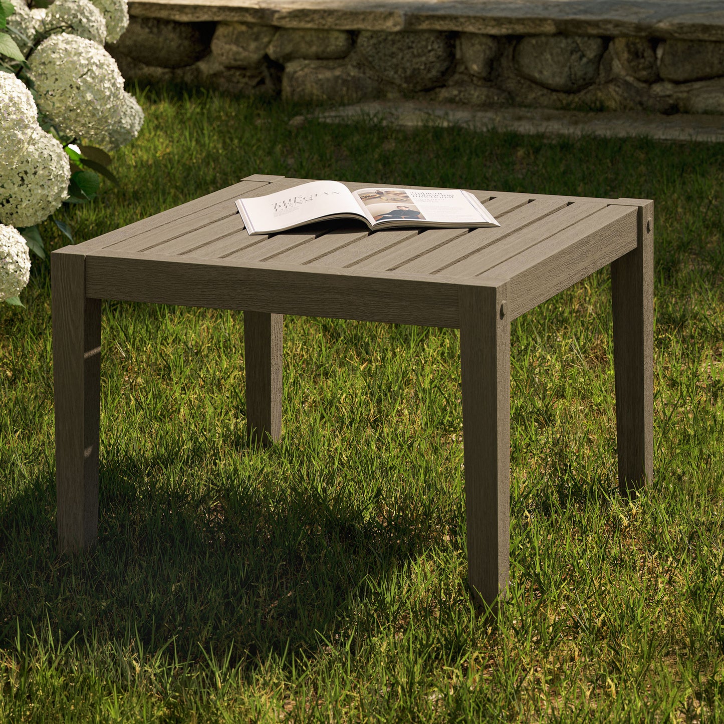 Northlake Square Outdoor Patio Teak Side Table by Modway EEI-7258-WGR