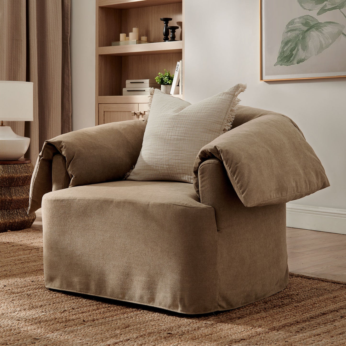 Lark Slipcovered Fabric Oversized Armchair by Modway