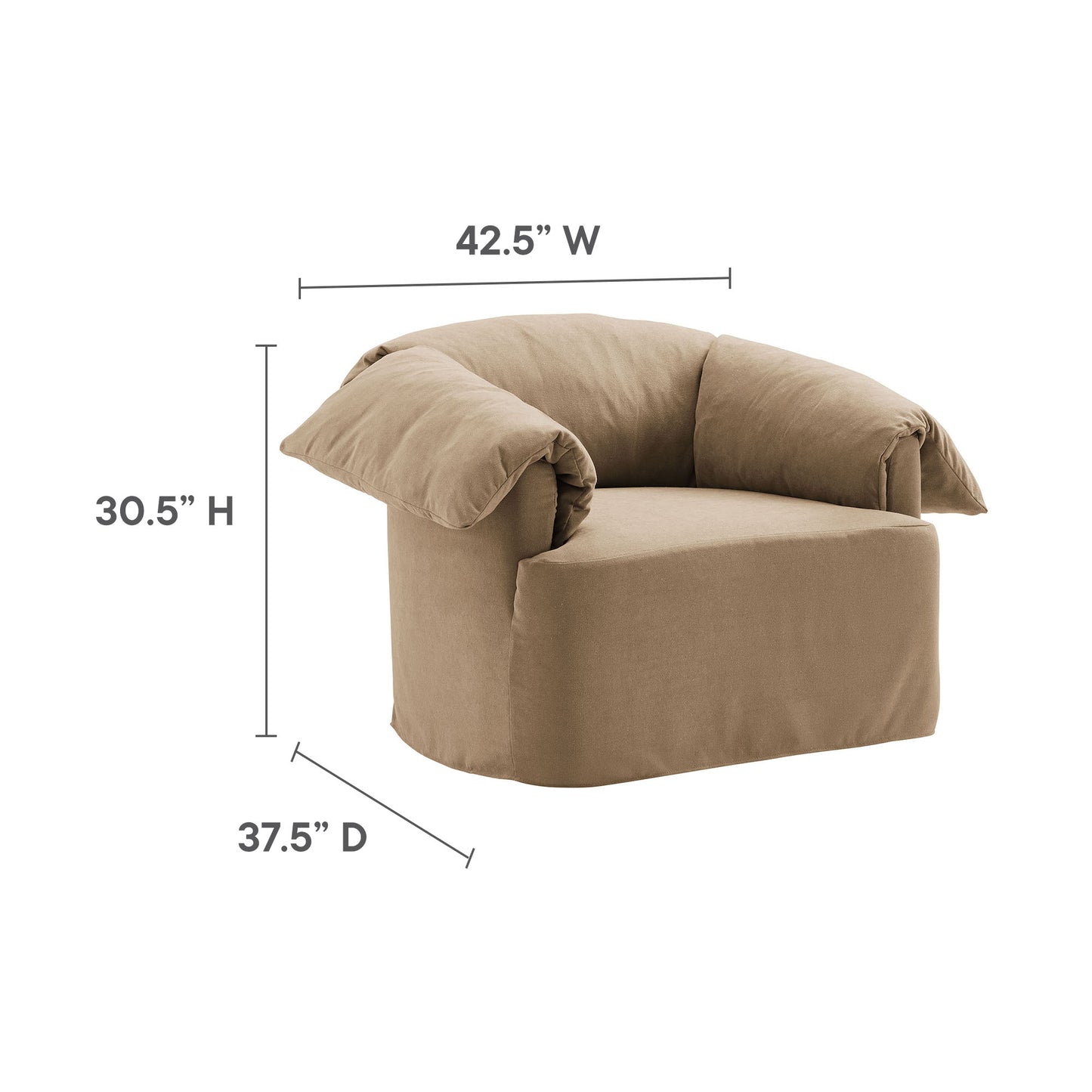 Lark Slipcovered Fabric Oversized Armchair by Modway