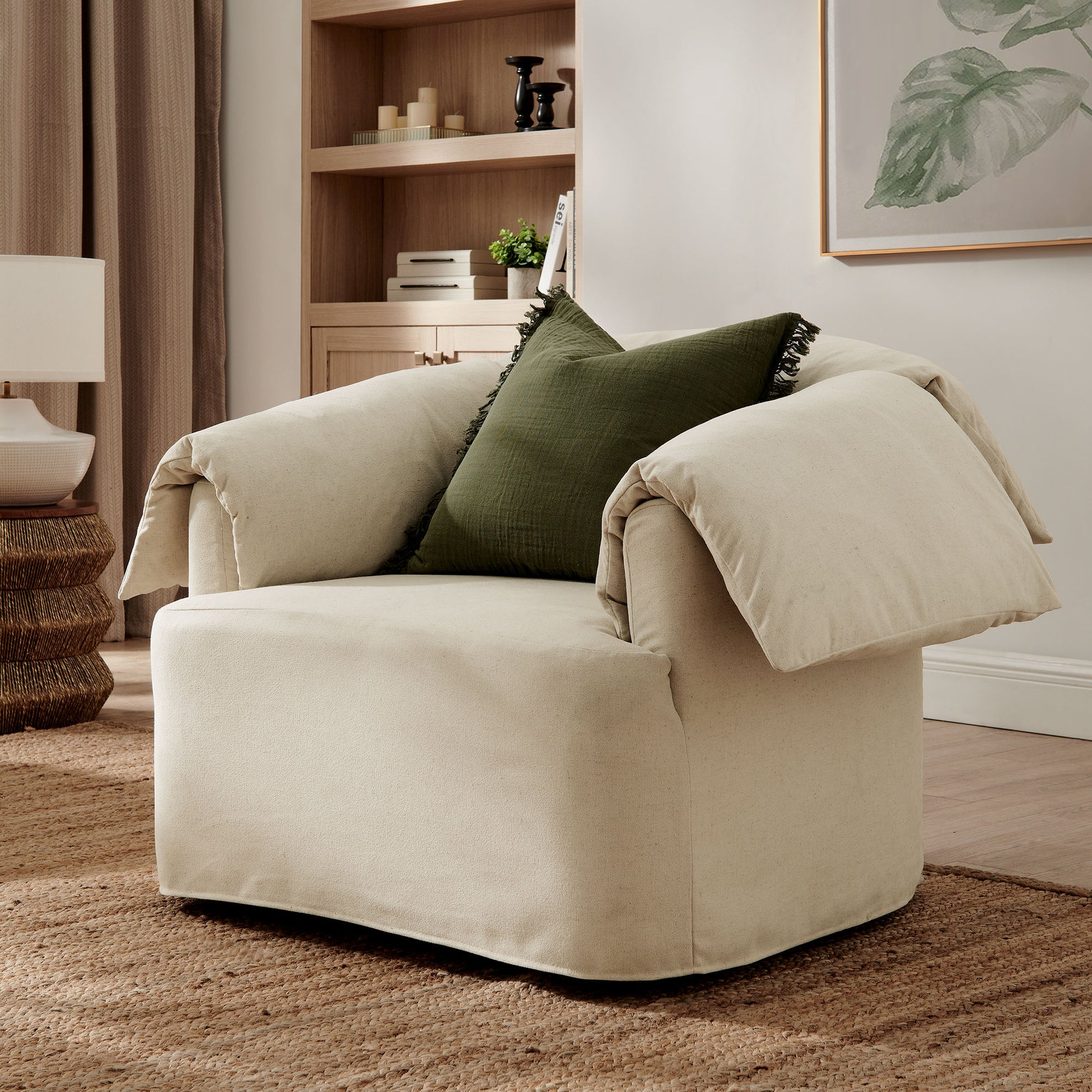 Lark Slipcovered Fabric Oversized Armchair by Modway