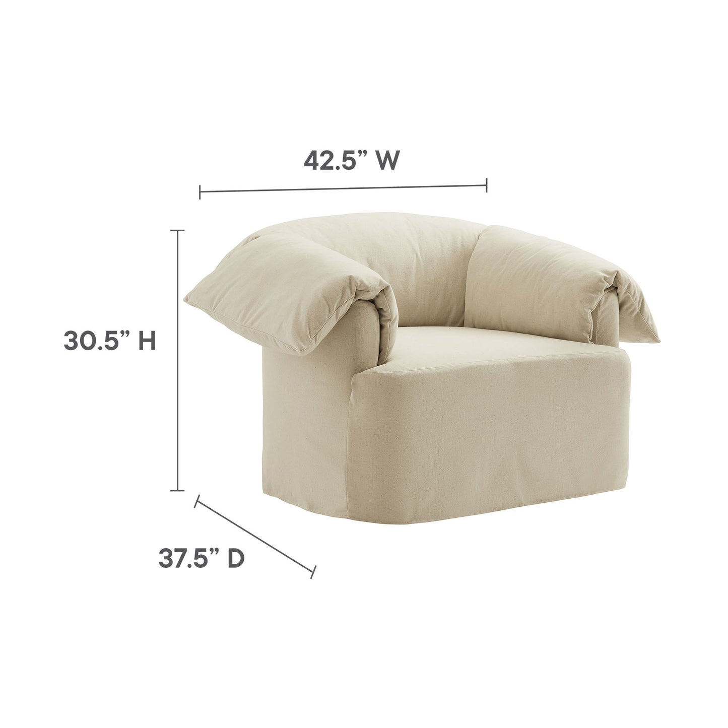 Lark Slipcovered Fabric Oversized Armchair by Modway