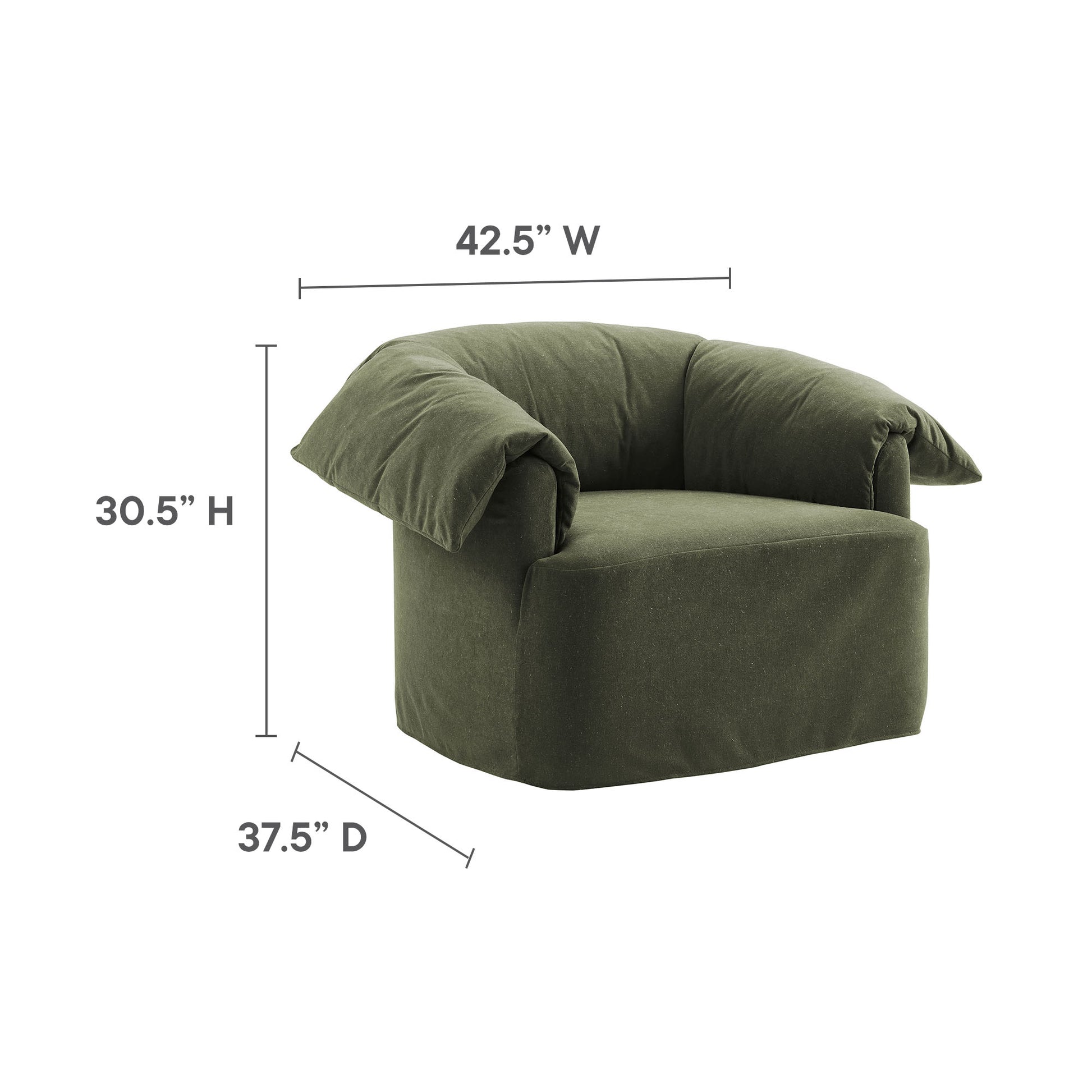 Lark Slipcovered Fabric Oversized Armchair by Modway