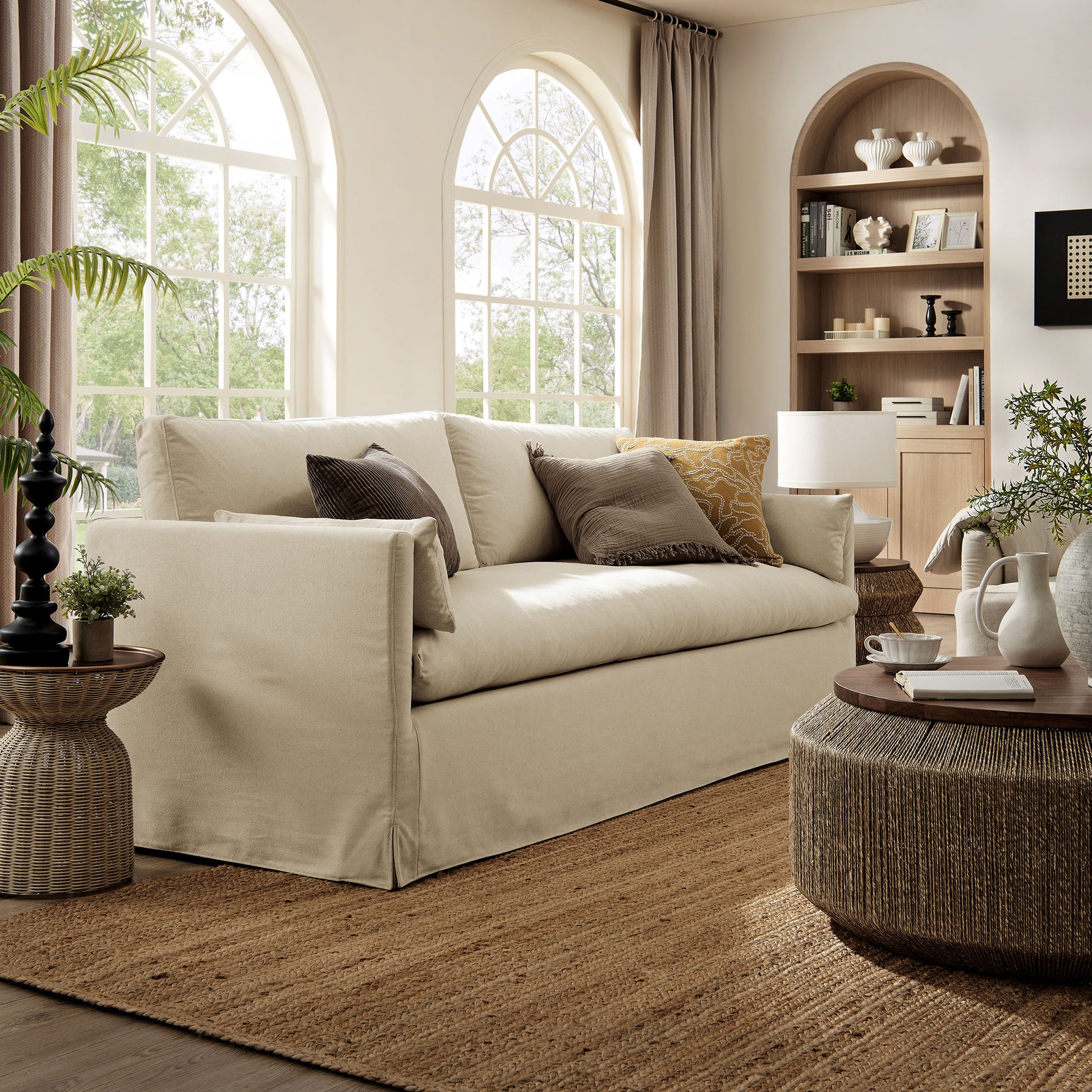 Wellfleet 85" Slipcovered Fabric Sofa by Modway