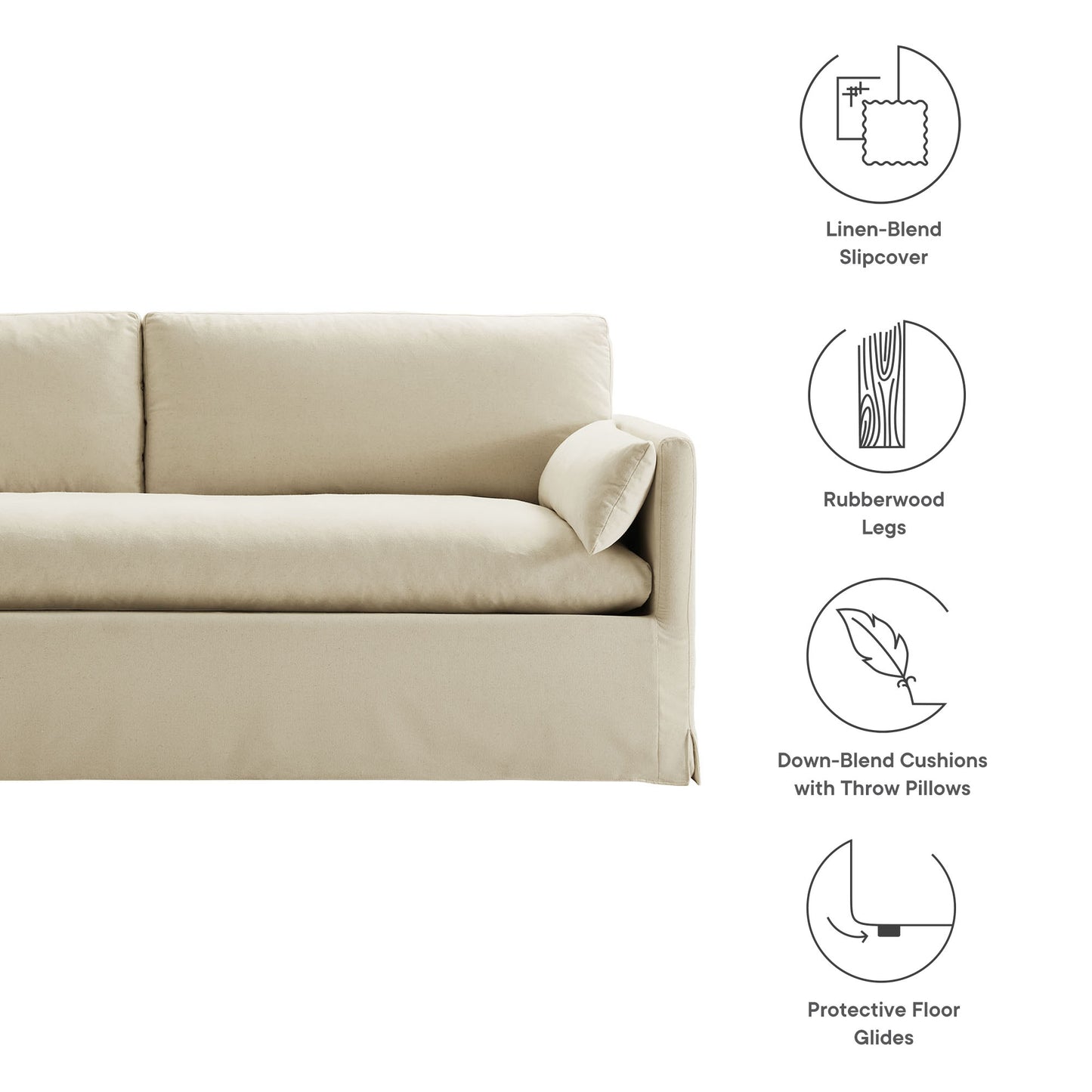 Wellfleet 85" Slipcovered Fabric Sofa by Modway