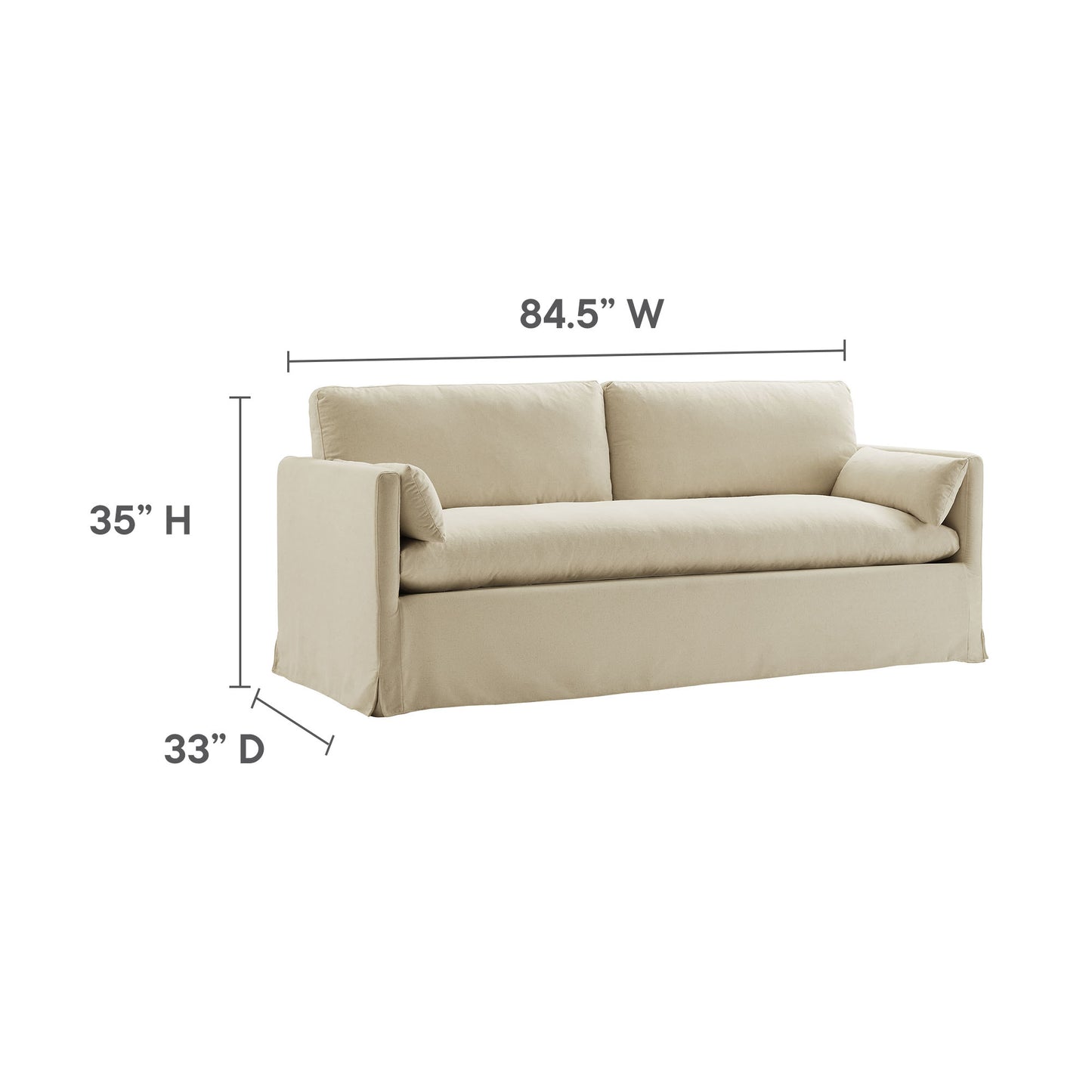 Wellfleet 85" Slipcovered Fabric Sofa by Modway