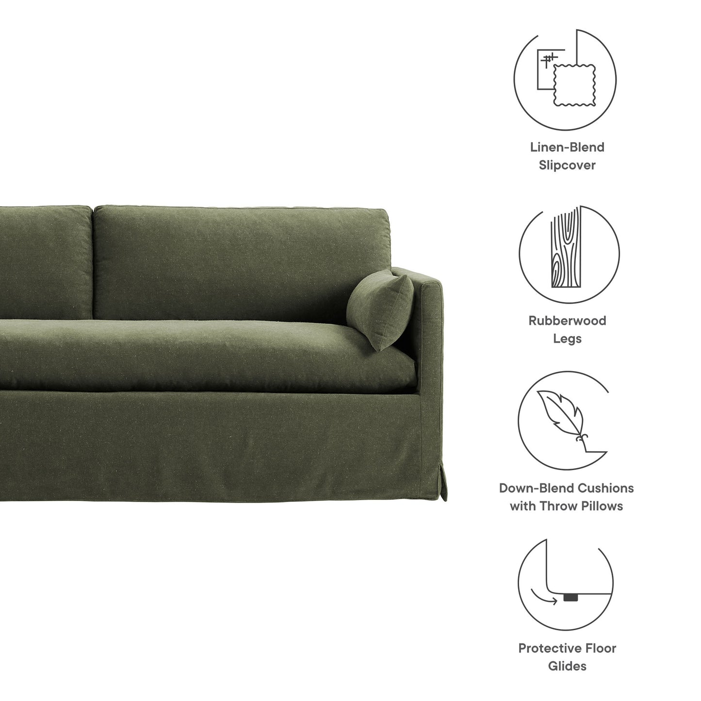 Wellfleet 85" Slipcovered Fabric Sofa by Modway