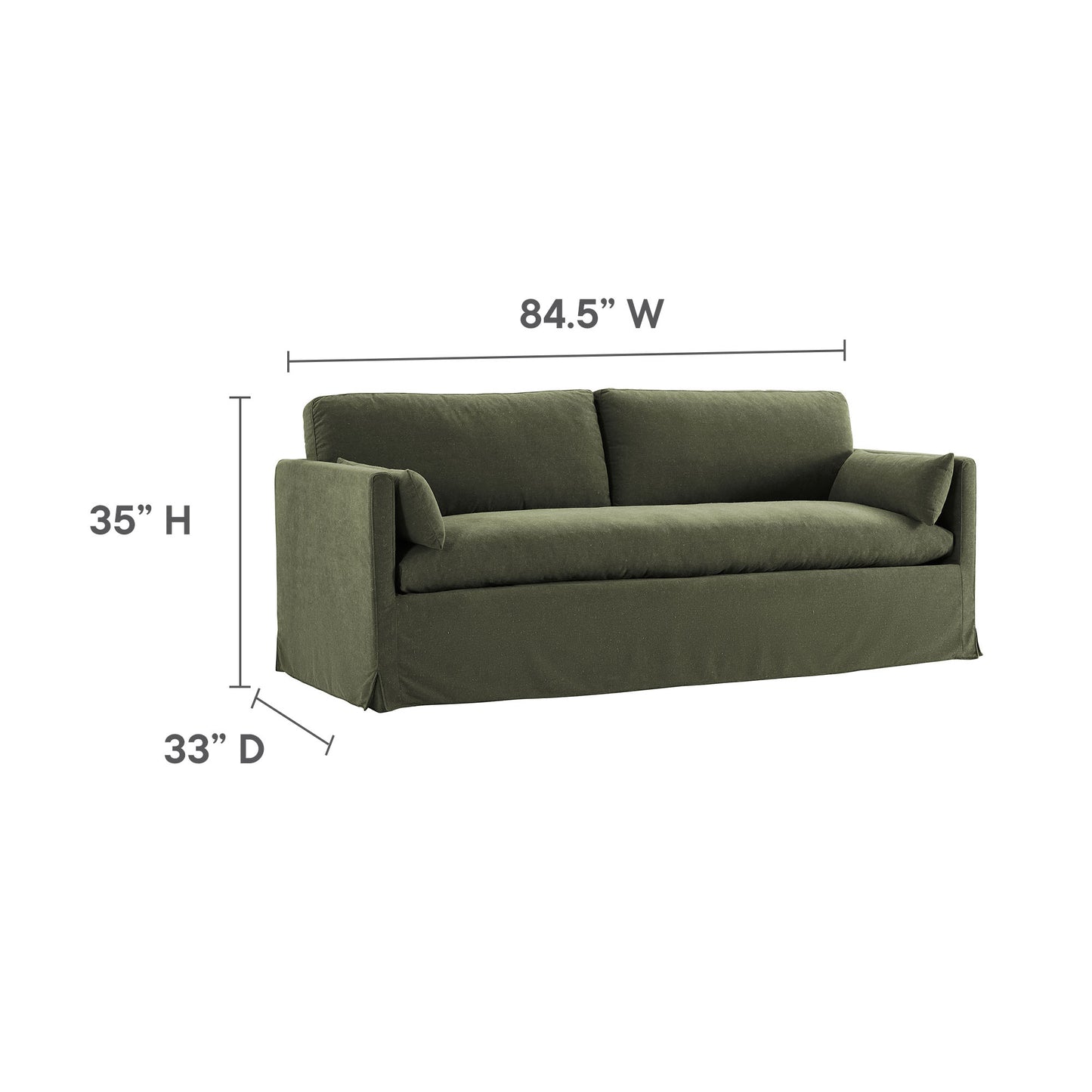 Wellfleet 85" Slipcovered Fabric Sofa by Modway