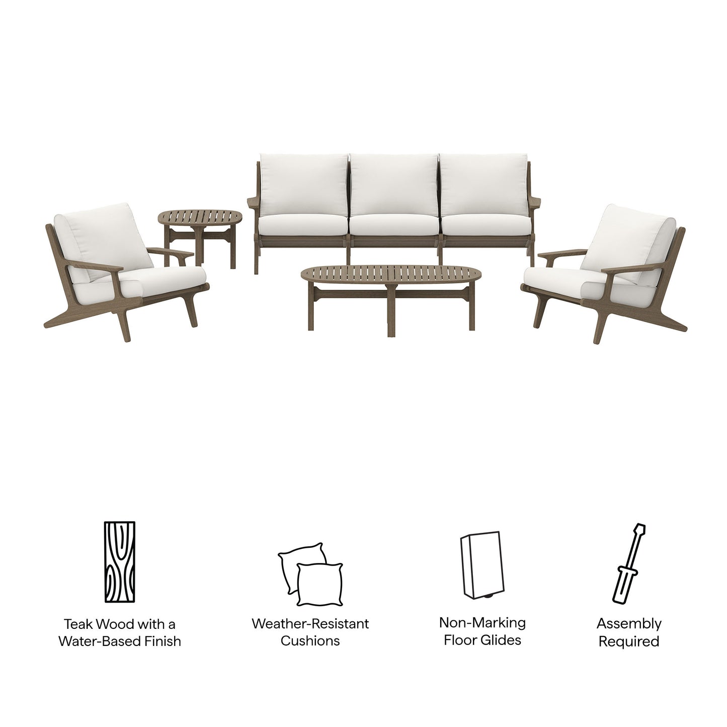 Saratoga 4-Piece Outdoor Patio Teak Wood Furniture Set by Modway