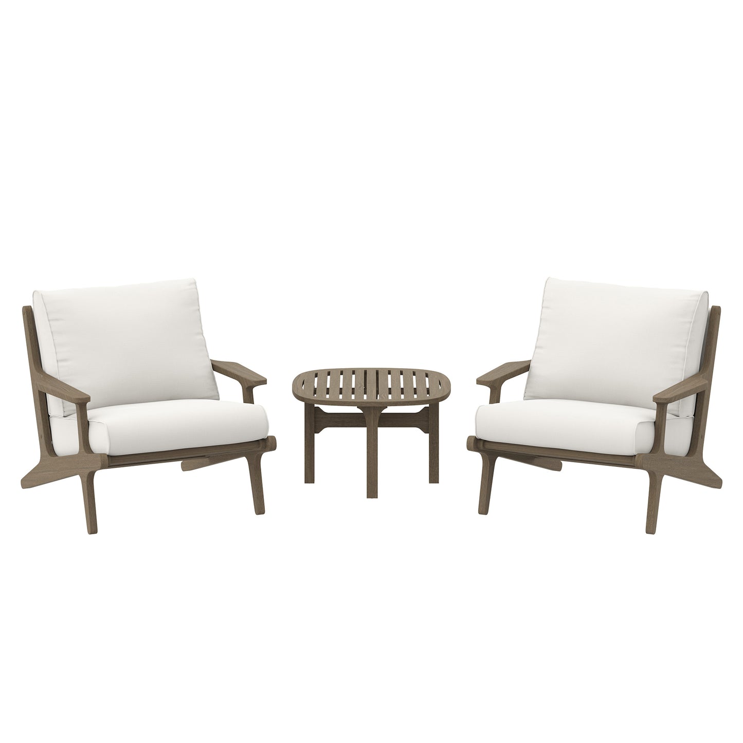Saratoga 3-Piece Outdoor Patio Teak Wood Furniture Set with Lounge Chairs and Side Table by Modway EEI-7267-WGR-WHI