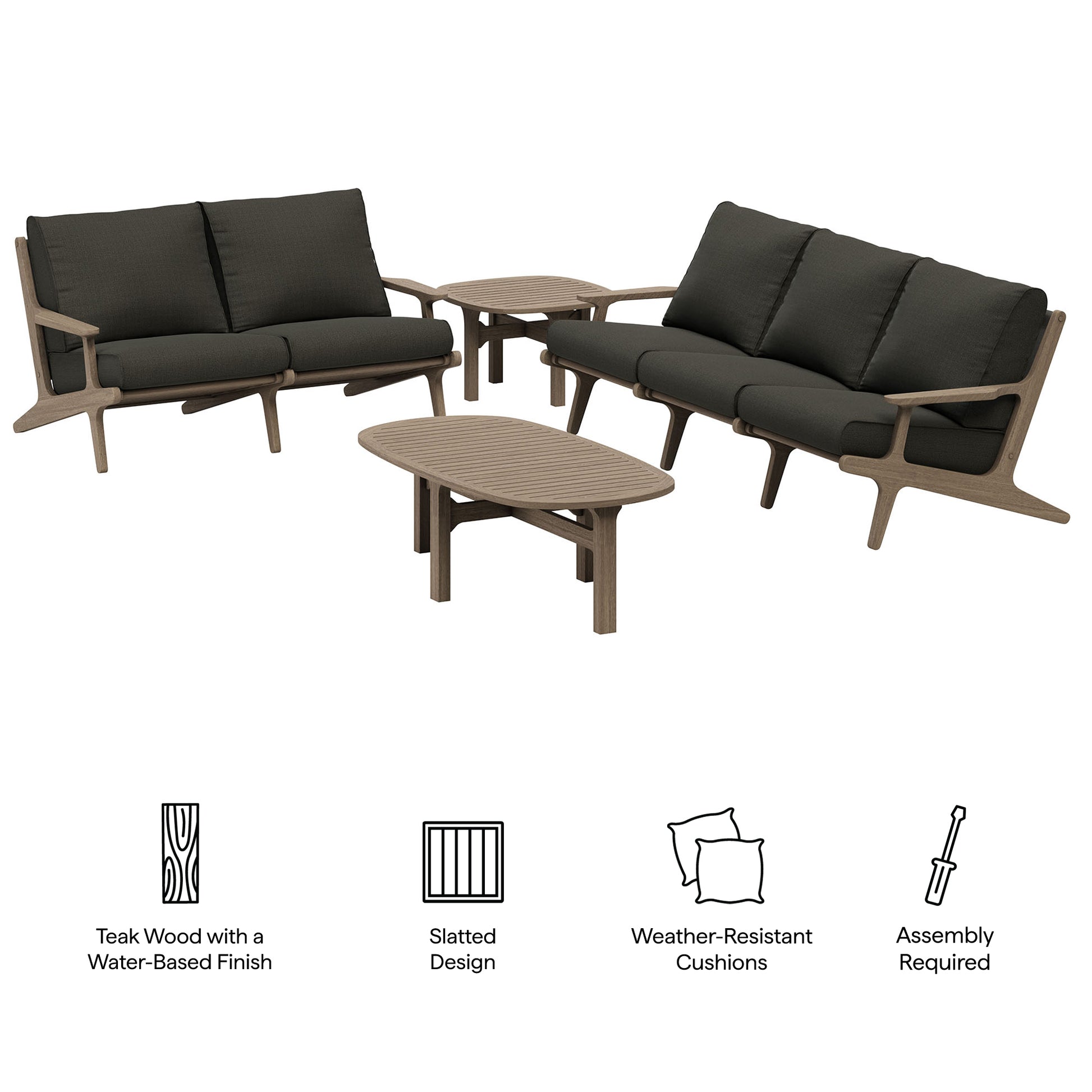 Saratoga 4-Piece Outdoor Patio Teak Wood Furniture Set by Modway