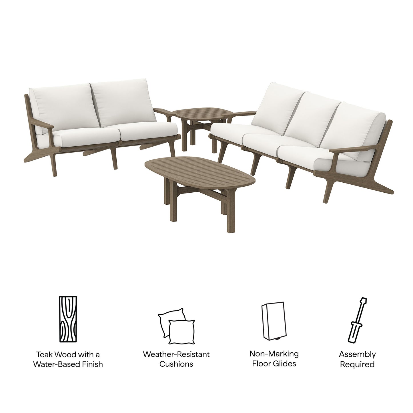 Saratoga 4-Piece Outdoor Patio Teak Wood Furniture Set by Modway