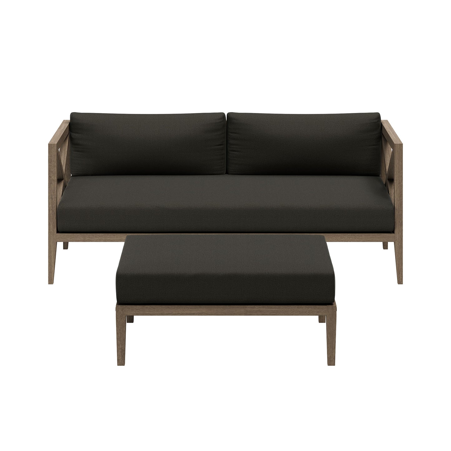 Northlake Outdoor Patio Teak Wood Loveseat and Ottoman Set by Modway