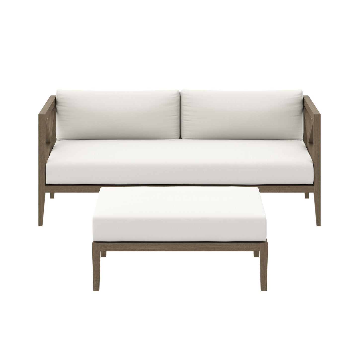 Northlake Outdoor Patio Teak Wood Loveseat and Ottoman Set by Modway