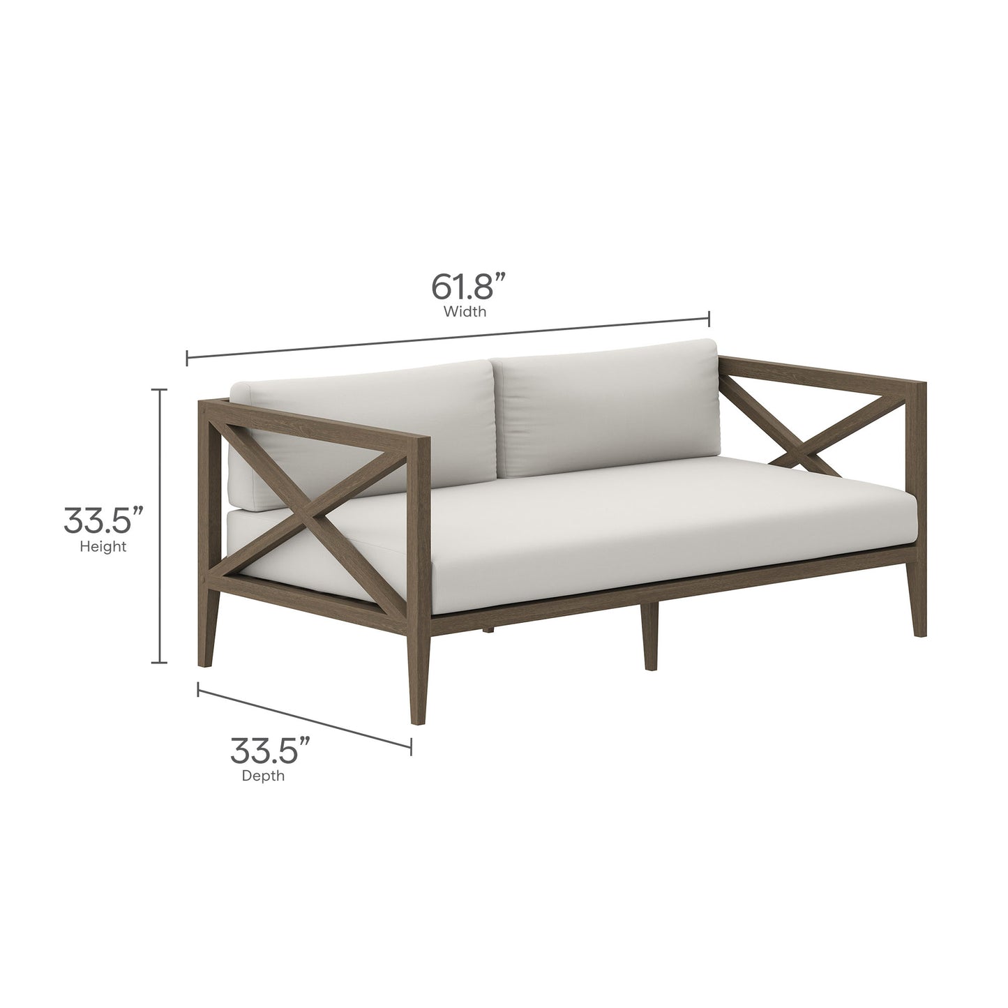 Northlake Outdoor Patio Teak Wood Loveseat and Ottoman Set by Modway