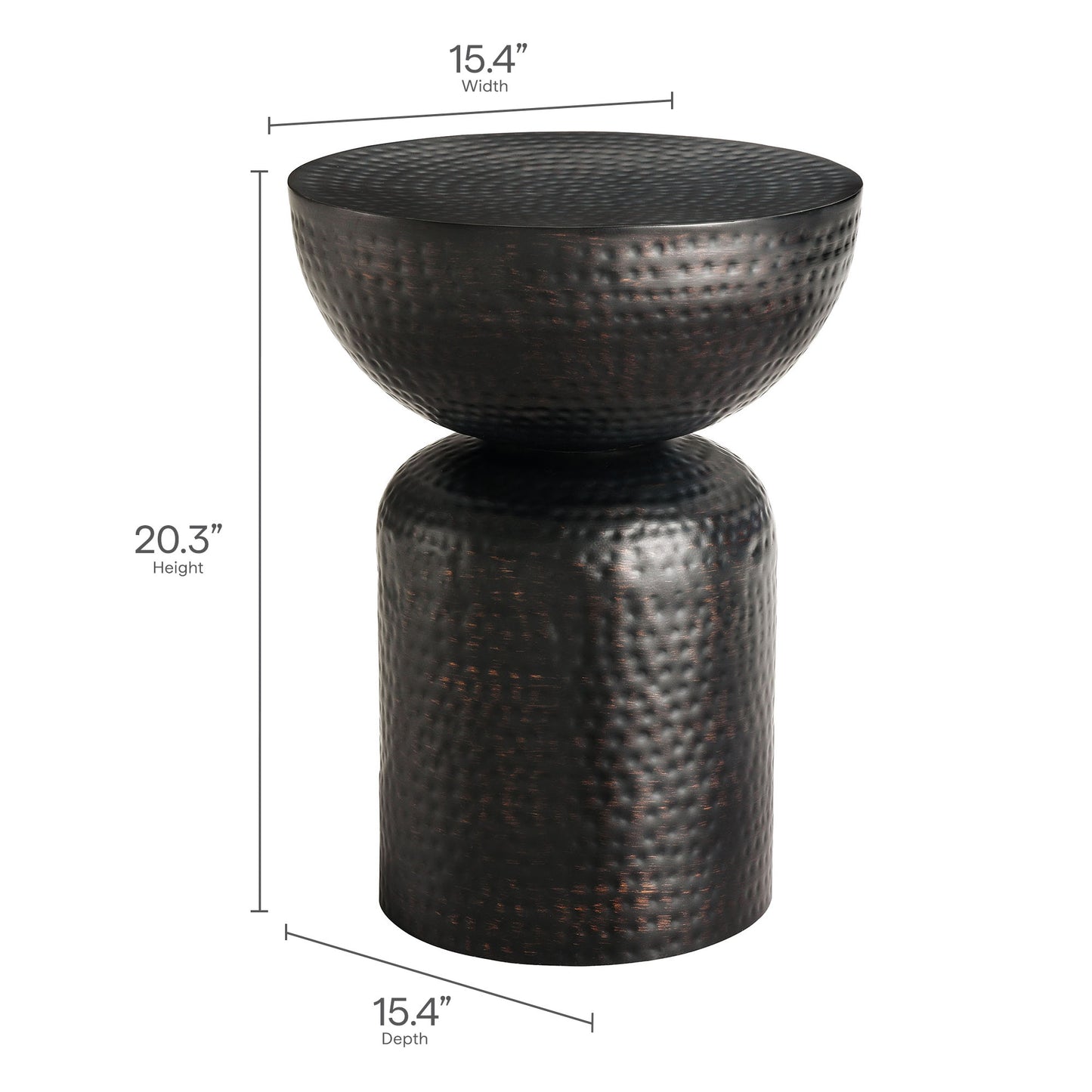 Mella Metal Hammered Side Table by Modway EEI-7278-BLK