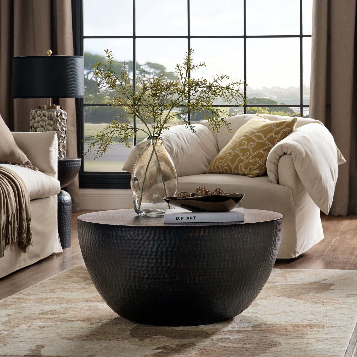 Mella 32 Inch Metal Hammered Coffee Table by Modway EEI-7279-BLK