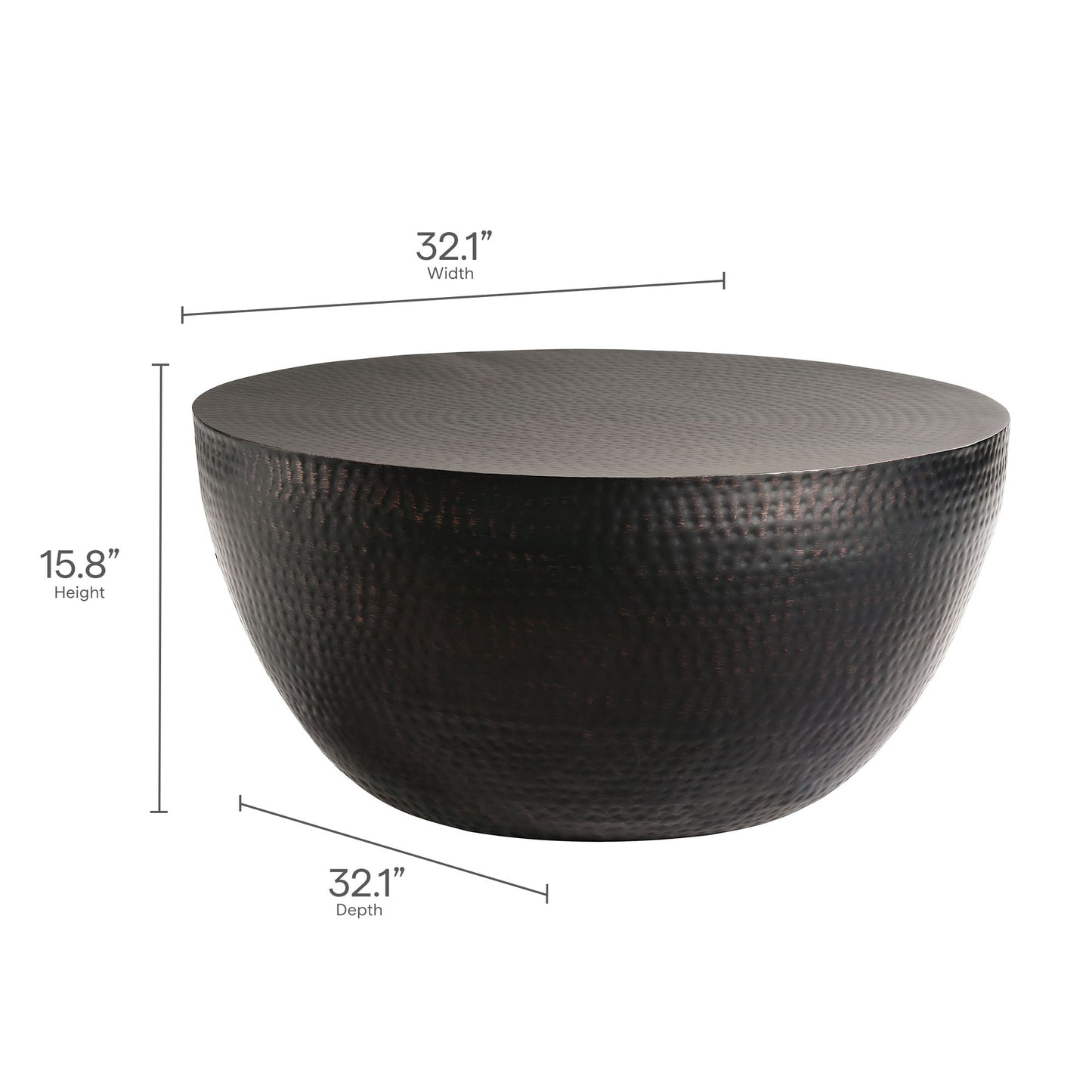 Mella 32 Inch Metal Hammered Coffee Table by Modway EEI-7279-BLK