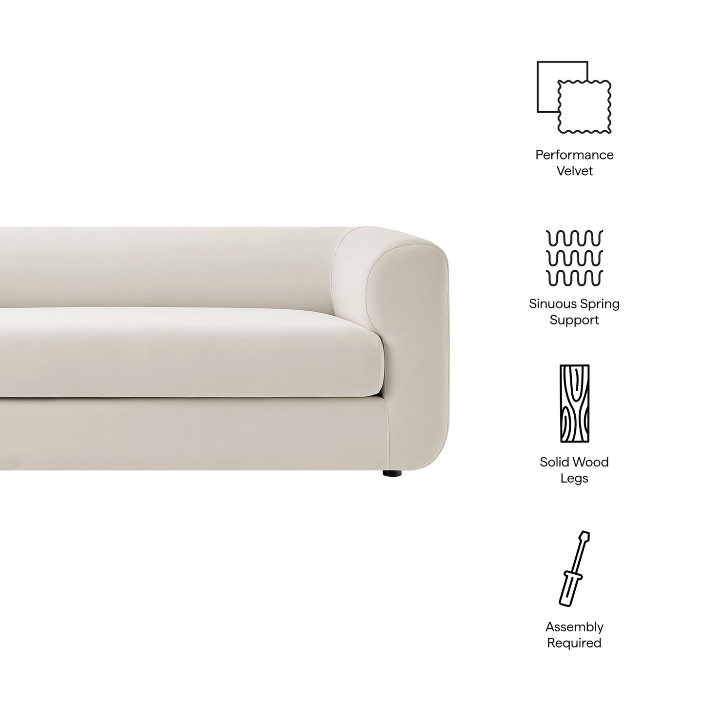 Leif 89" Performance Velvet Upholstered Sofa by Modway EEI-7281-ALA