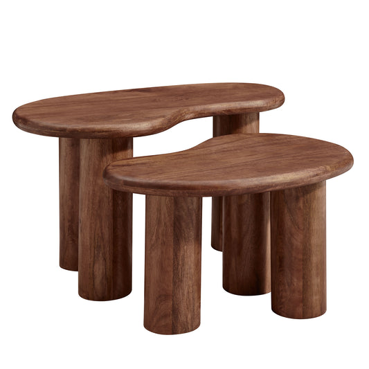 Hackney Mango Wood Nesting Coffee Table Set by Modway - Modern Rustic Living Room Accent