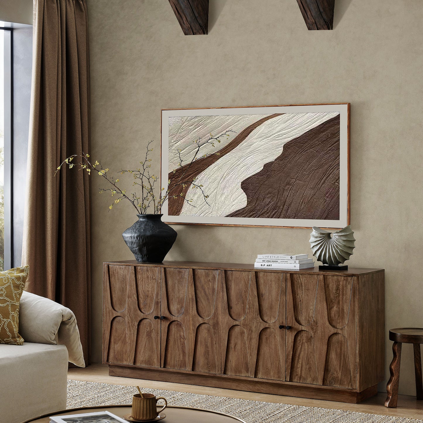 Veda 72" Mango Wood Sideboard Cabinet by Modway EEI-7285-WAL