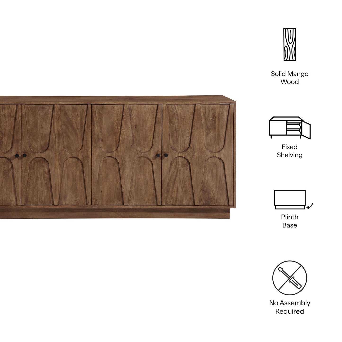 Veda 72" Mango Wood Sideboard Cabinet by Modway EEI-7285-WAL