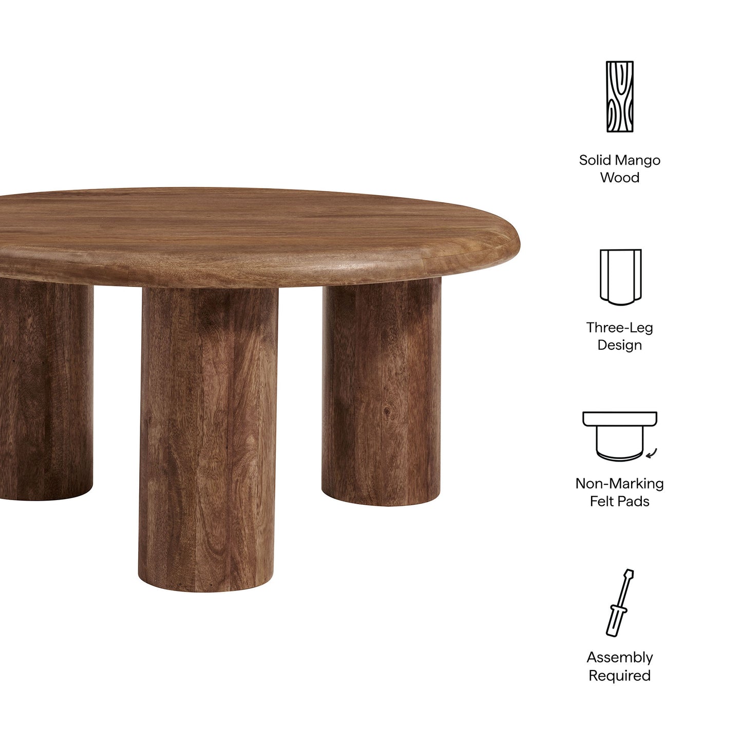 Mavina Round Mango Wood Coffee Table by Modway EEI-7286 | Modern Accent Table