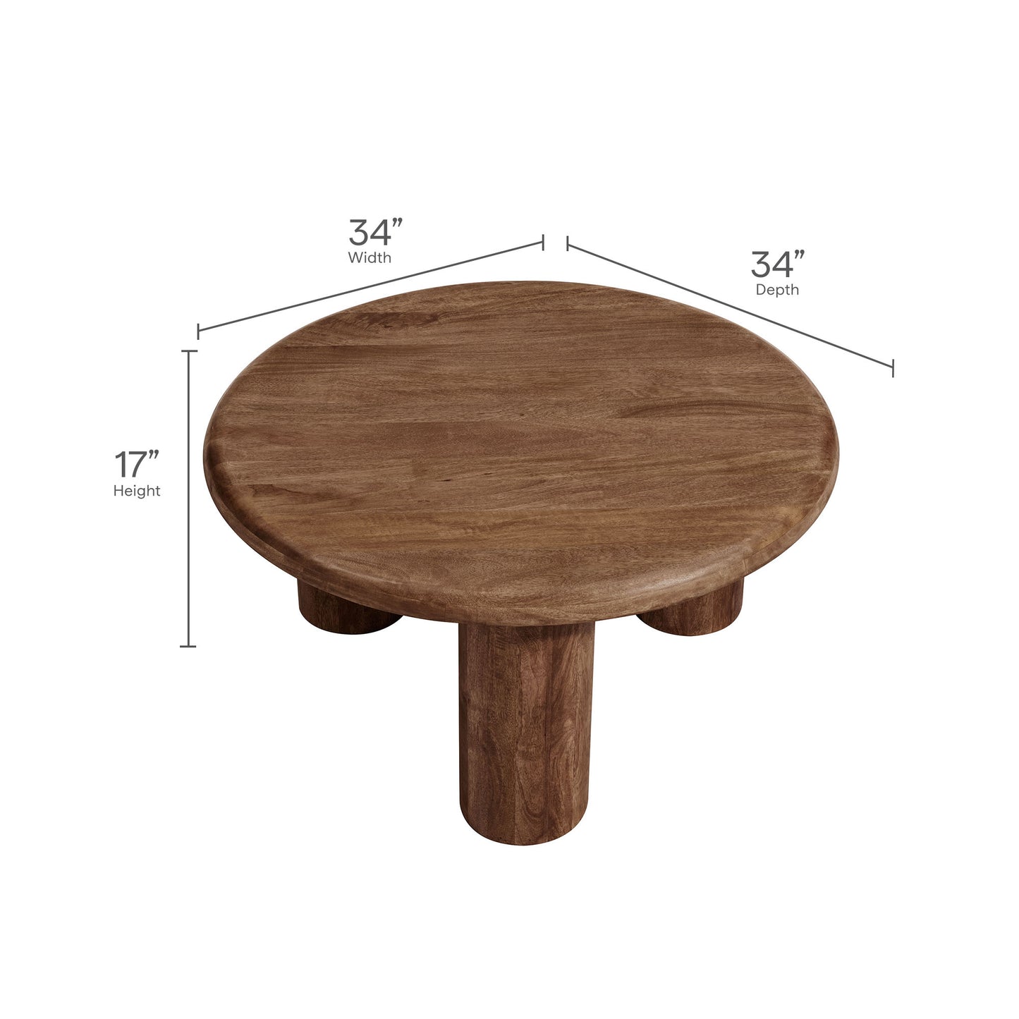 Mavina Round Mango Wood Coffee Table by Modway EEI-7286 | Modern Accent Table