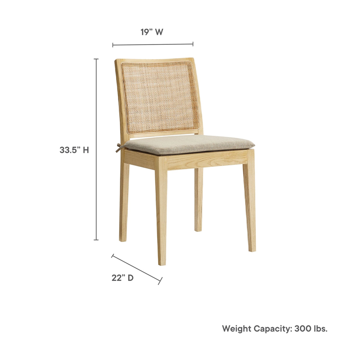 Ovard Wood and Rattan Dining Chair by Modway EEI-7288-NAT-BEI