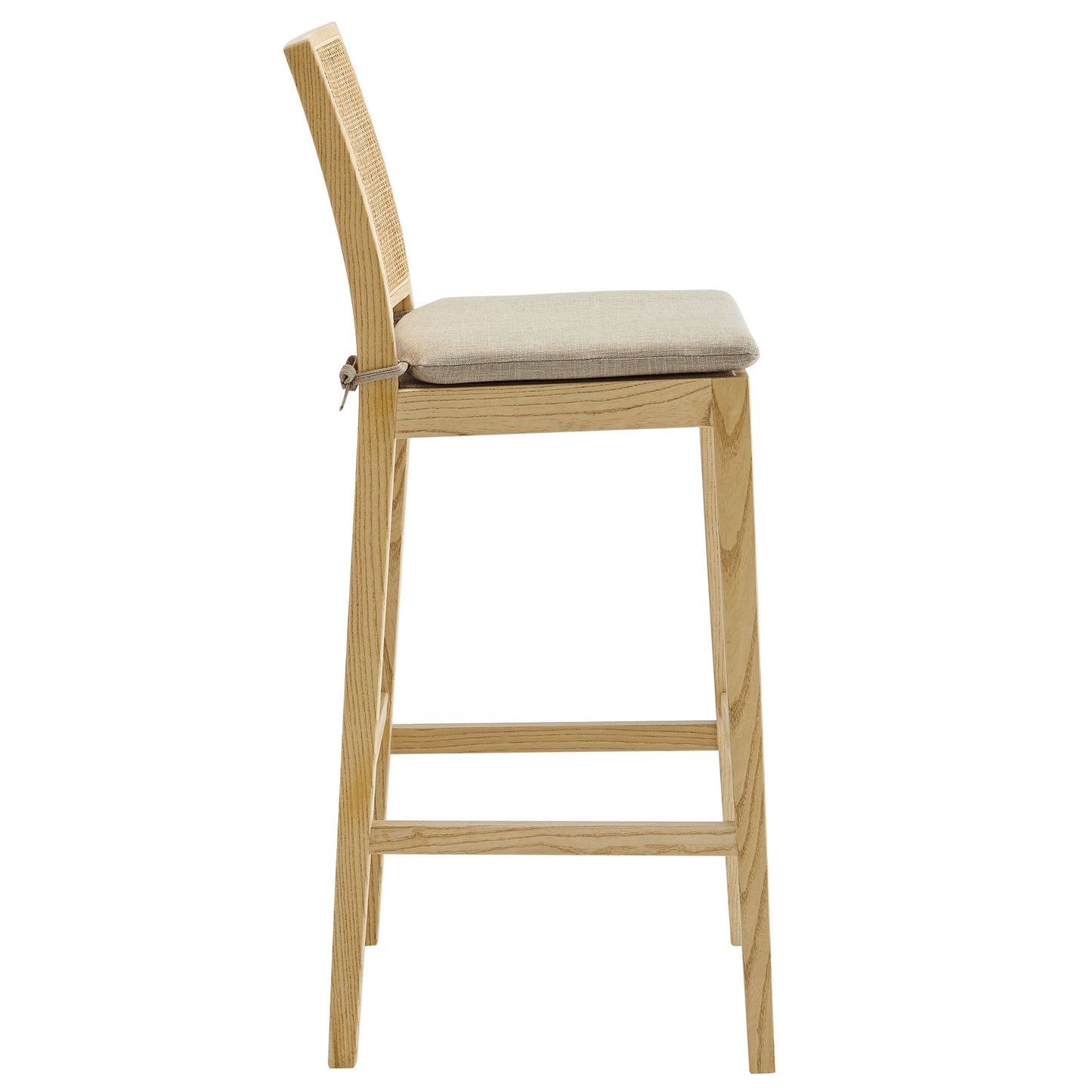 Ovard Wood and Rattan Bar Stool by Modway EEI-7289-NAT-BEI